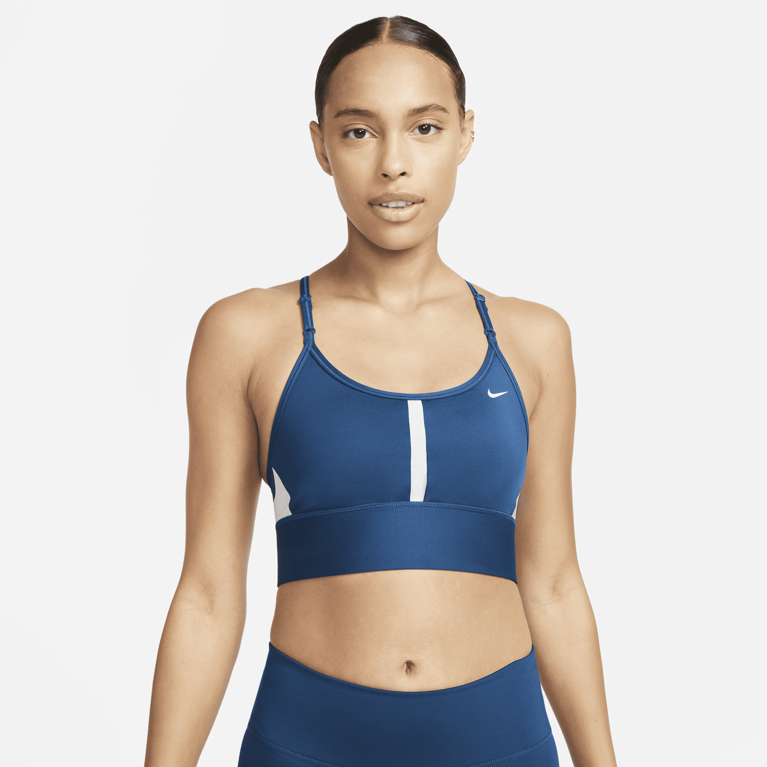 Nike Women's Indy Light-support Padded Longline Sports Bra In Blue