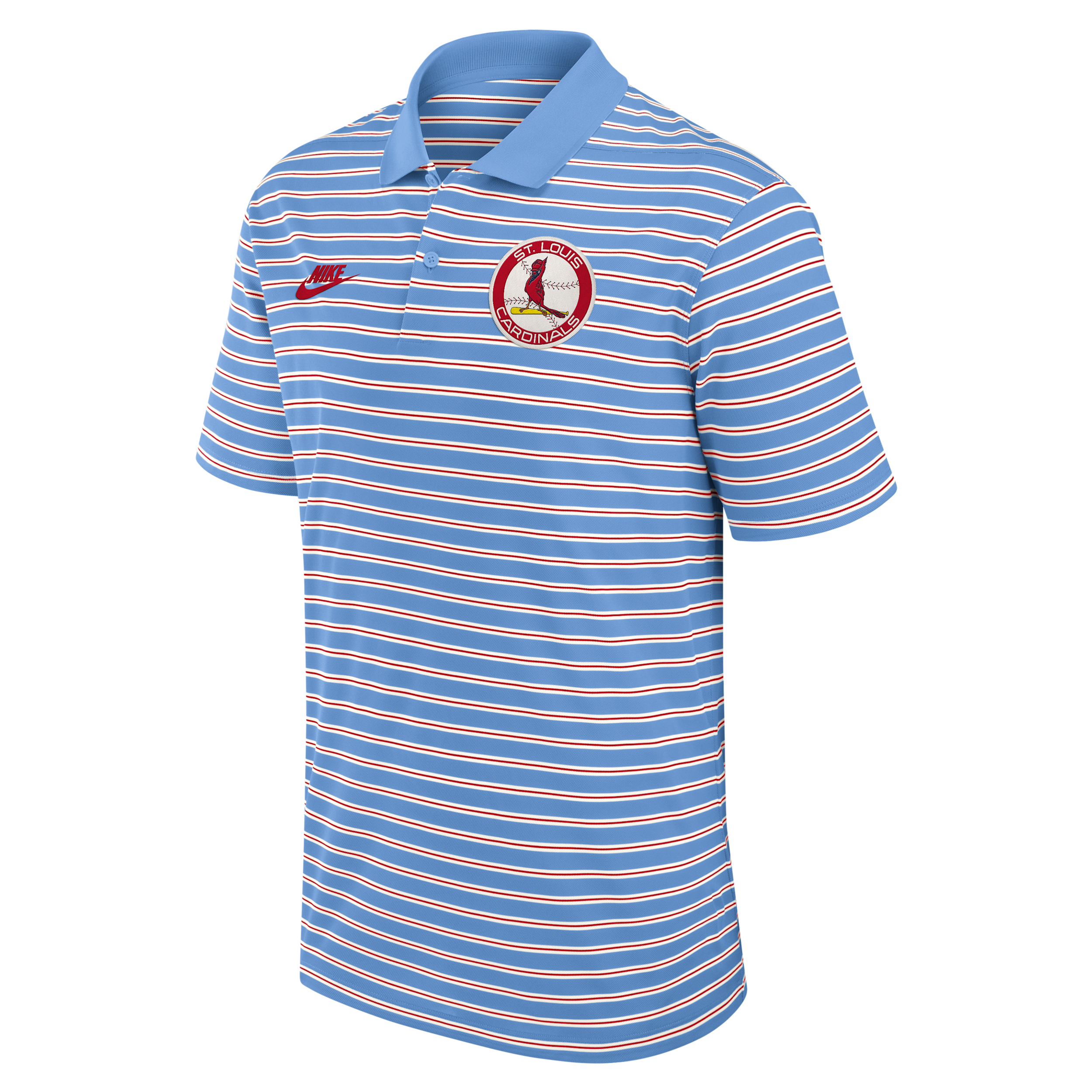 St. Louis Cardinals Cooperstown Striped Victory Nike Men's Dri-FIT MLB Polo in Blue | 02LX0I0JS67-JNX