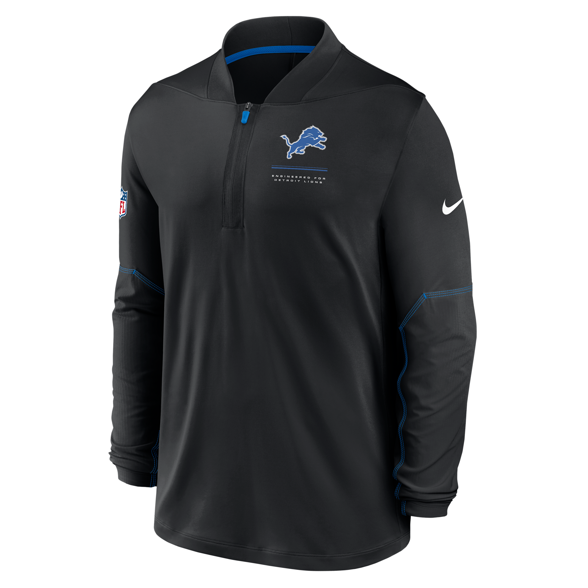 Men's Nike Black Detroit Lions Sideline Logo Glory Midweight Dri-FIT Half-Zip Pullover