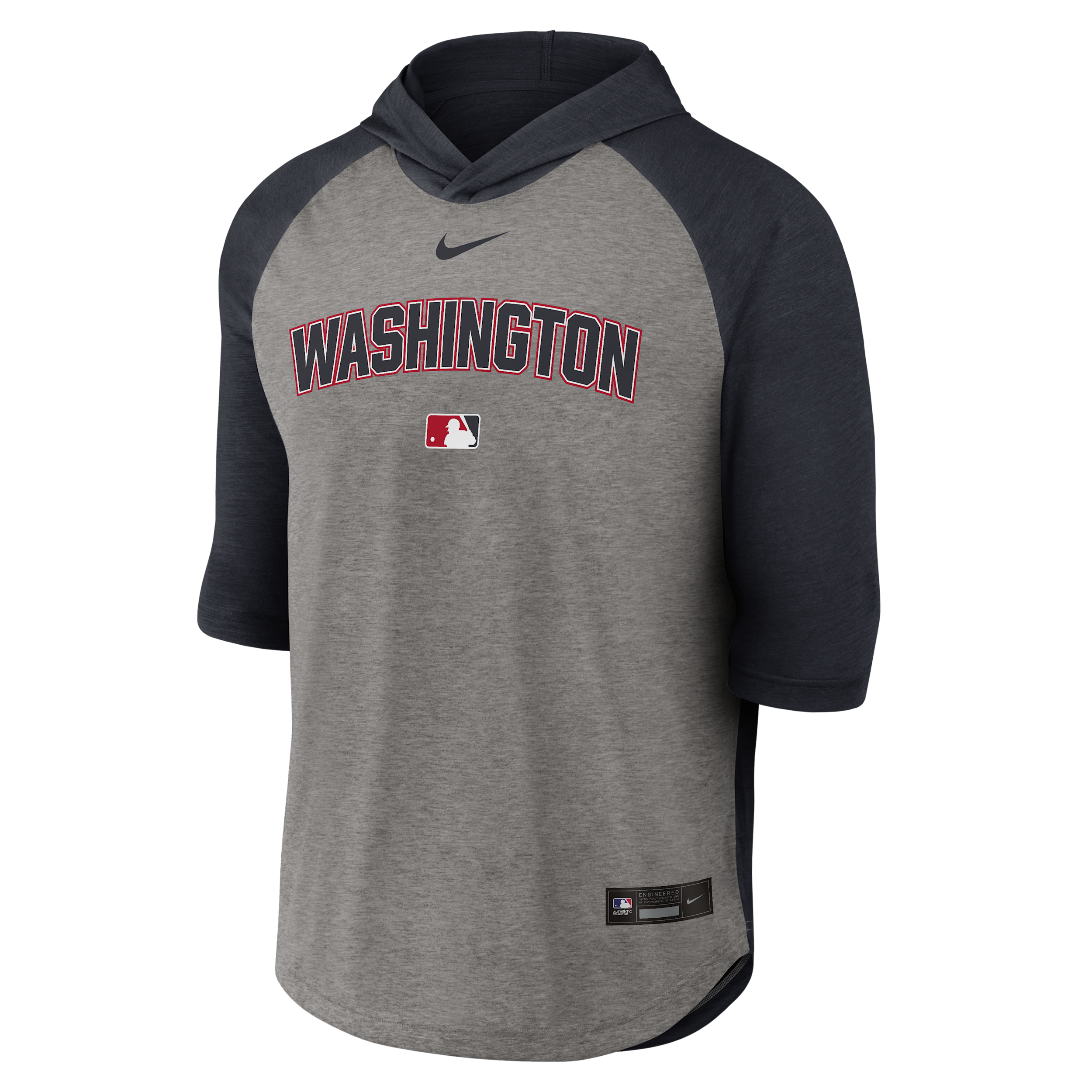 Washington Nationals Authentic Collection Flux Nike Men's Dri-FIT MLB 3/4-Sleeve Hooded T-Shirt in Blue | 04HI0DPNWTL-LQZ