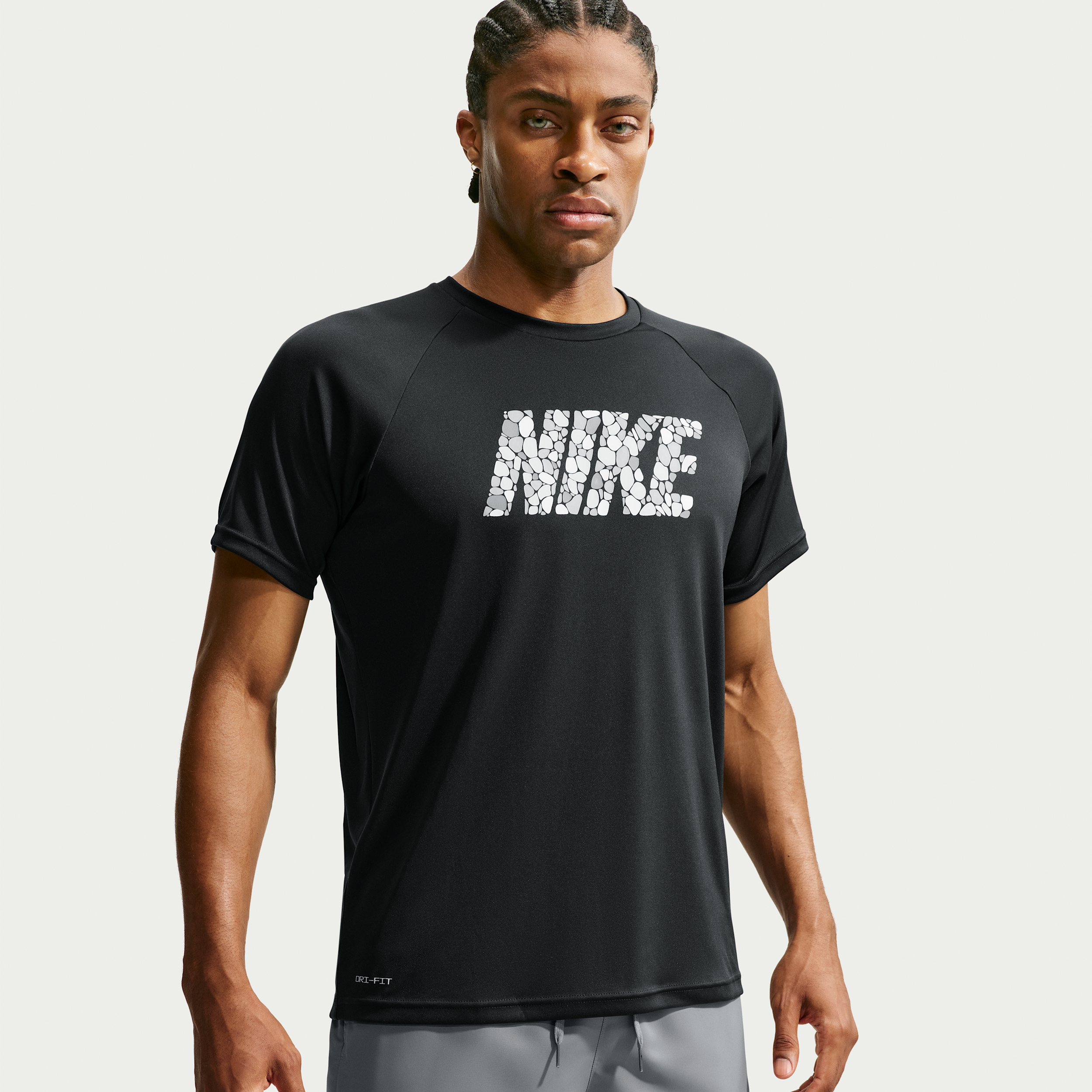 Nike Men's Swim Hydroguard Dri-FIT UV Short Sleeve Top in Black | NESSG560-001