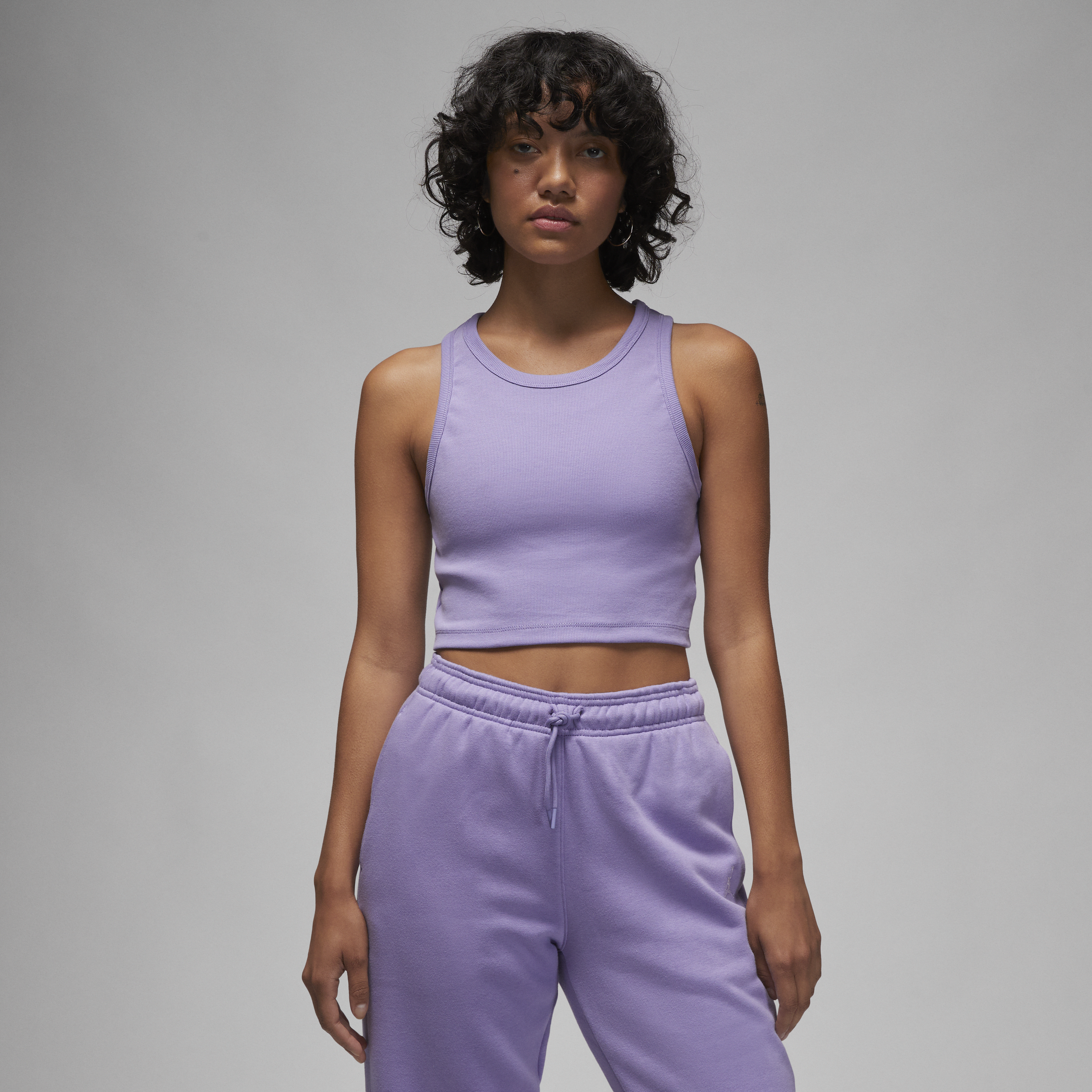 Jordan Crop Cotton Blend Tank Top In Purple