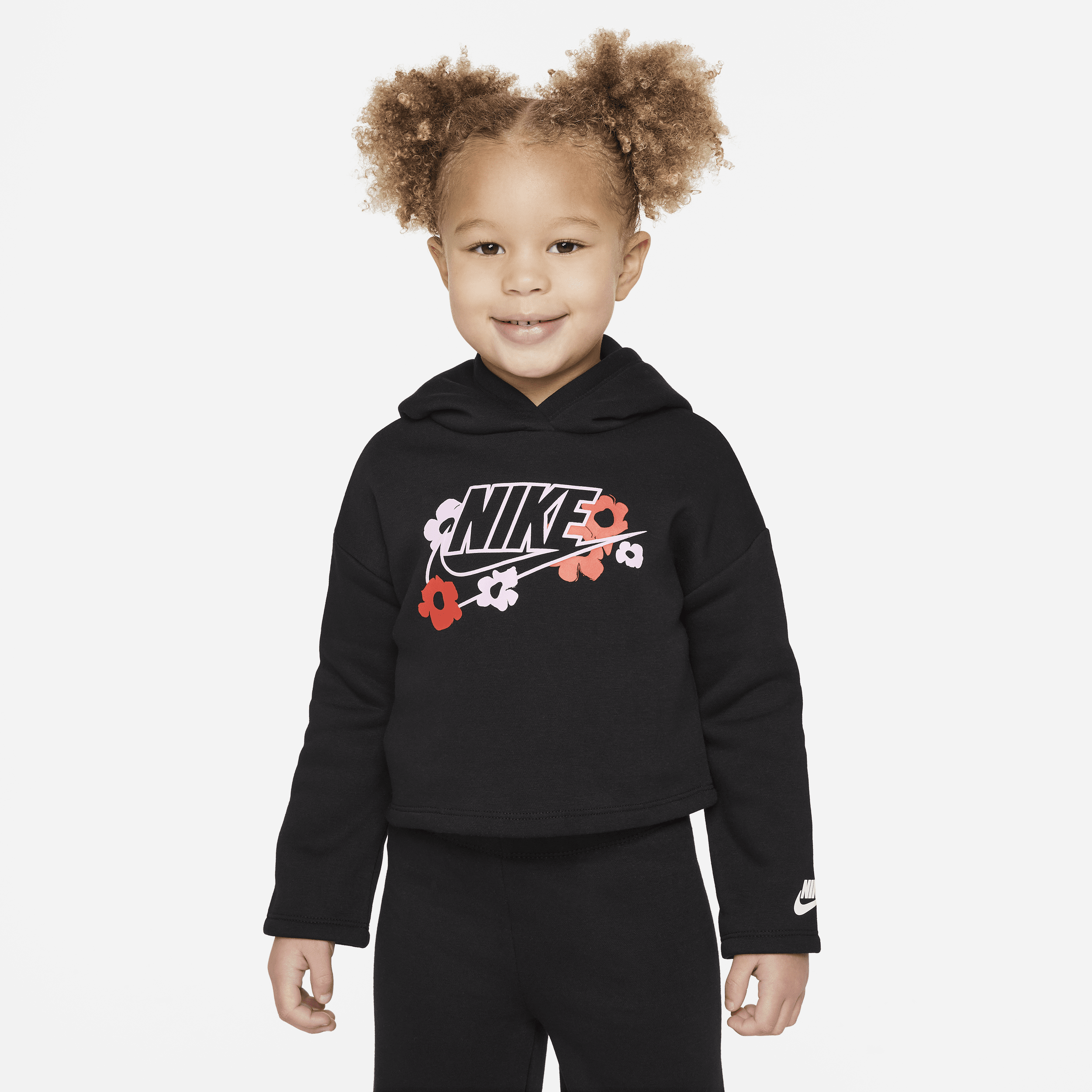 Nike Babies' Floral Fleece Toddler Graphic Hoodie In Black