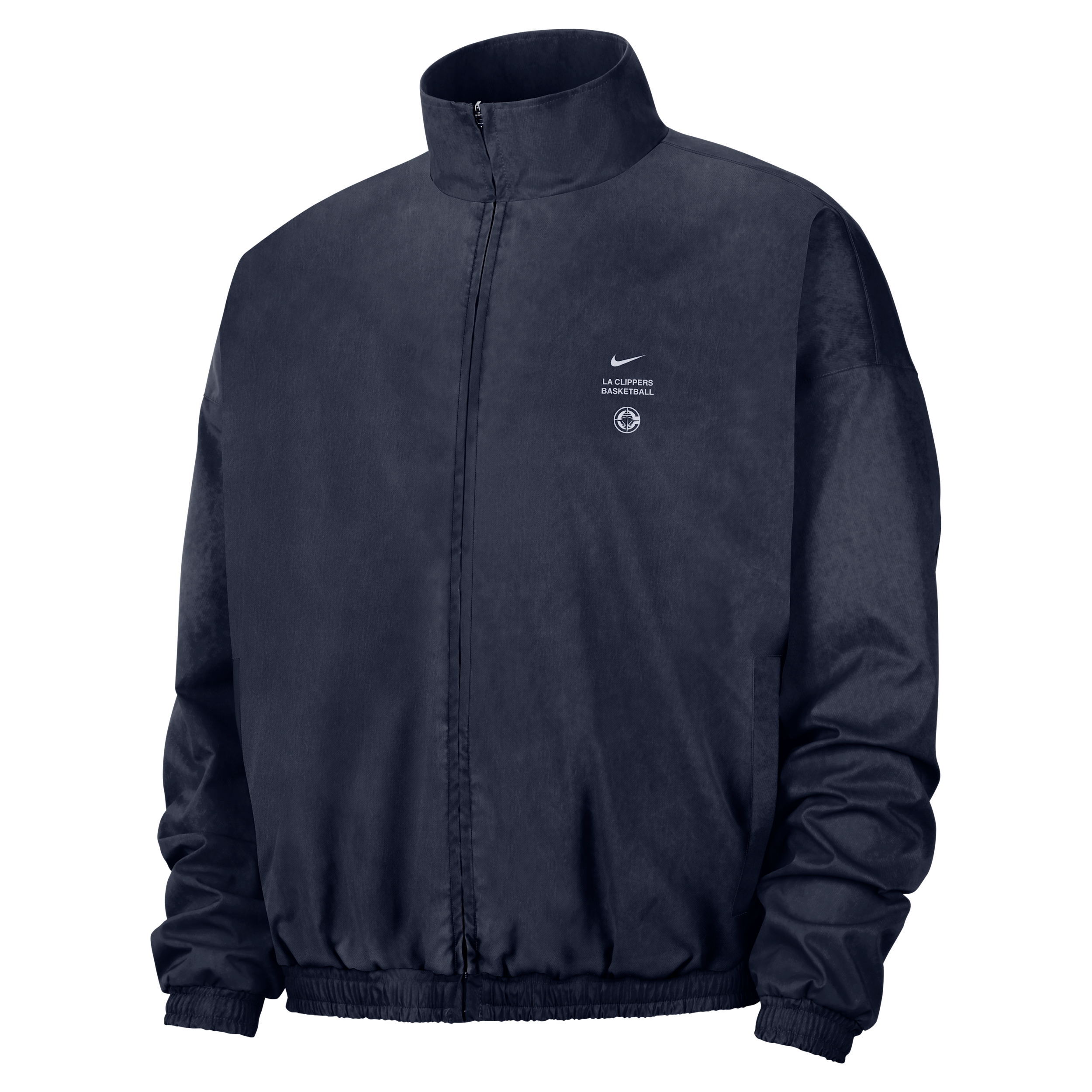 Nike Men's LA Clippers Standard Issue Dri-FIT Basketball Woven Jacket in Blue | II6285-419