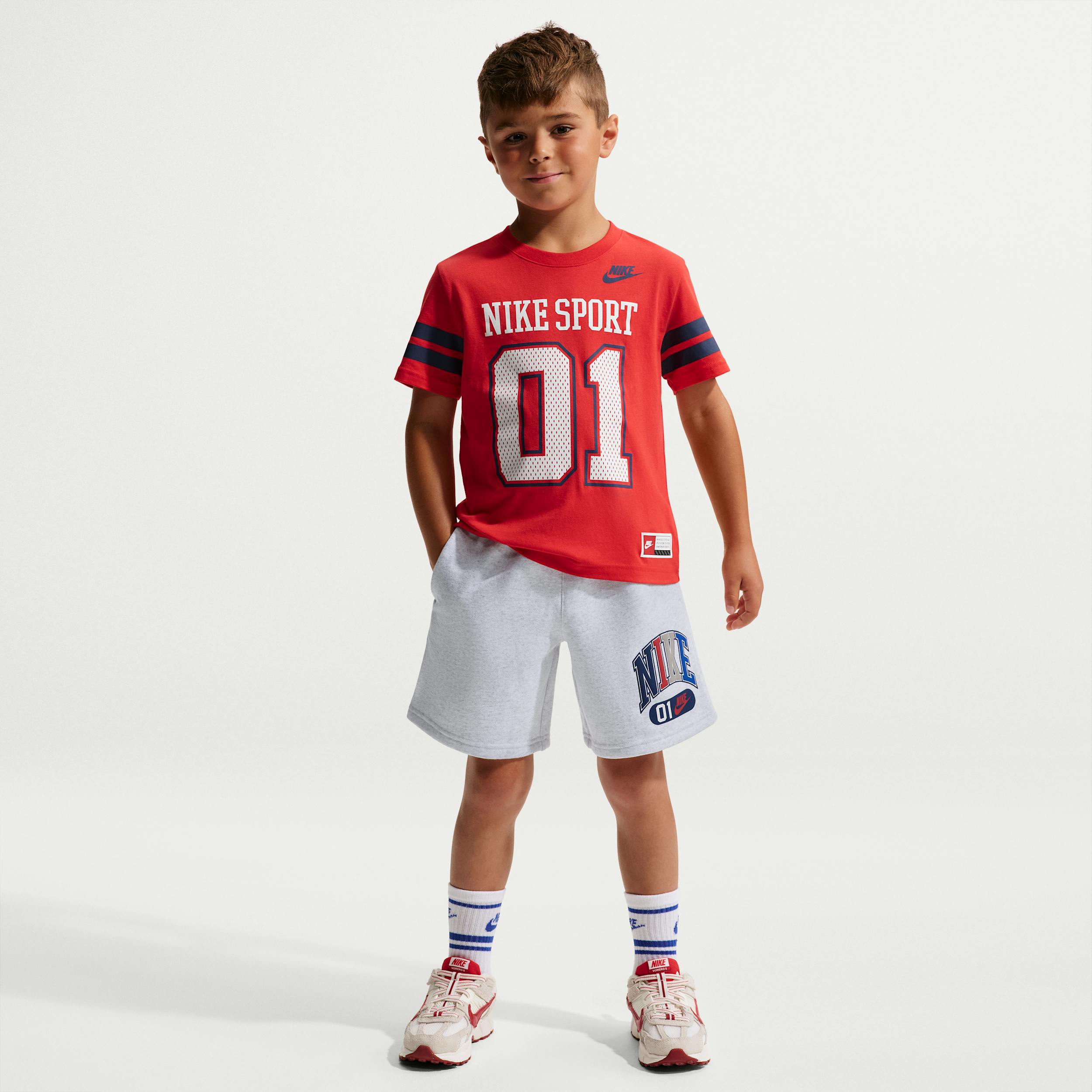 Nike Sportswear Little Kids' Multisport Fleece Shorts in White | 86P208-X58