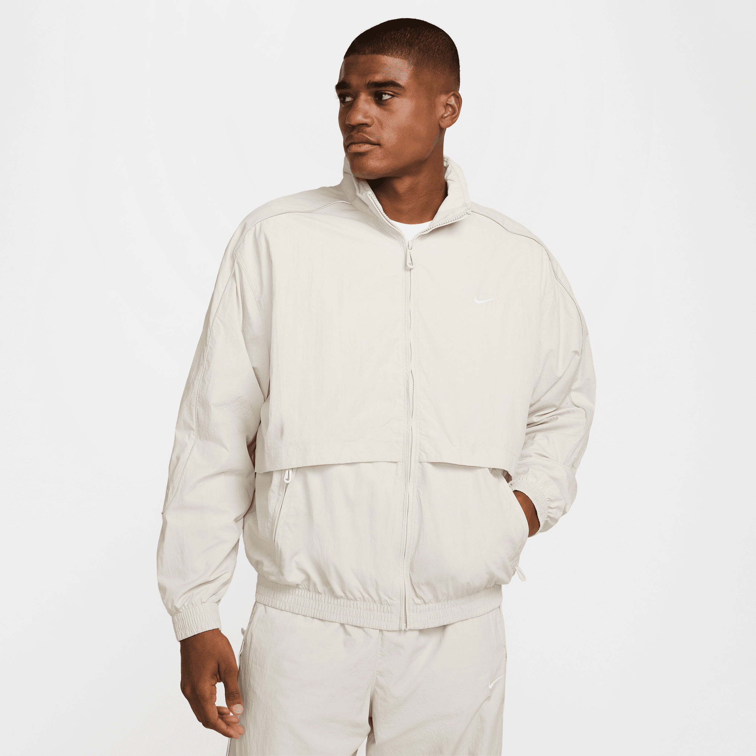 Nike Solo Swoosh Track Jacket In Grey