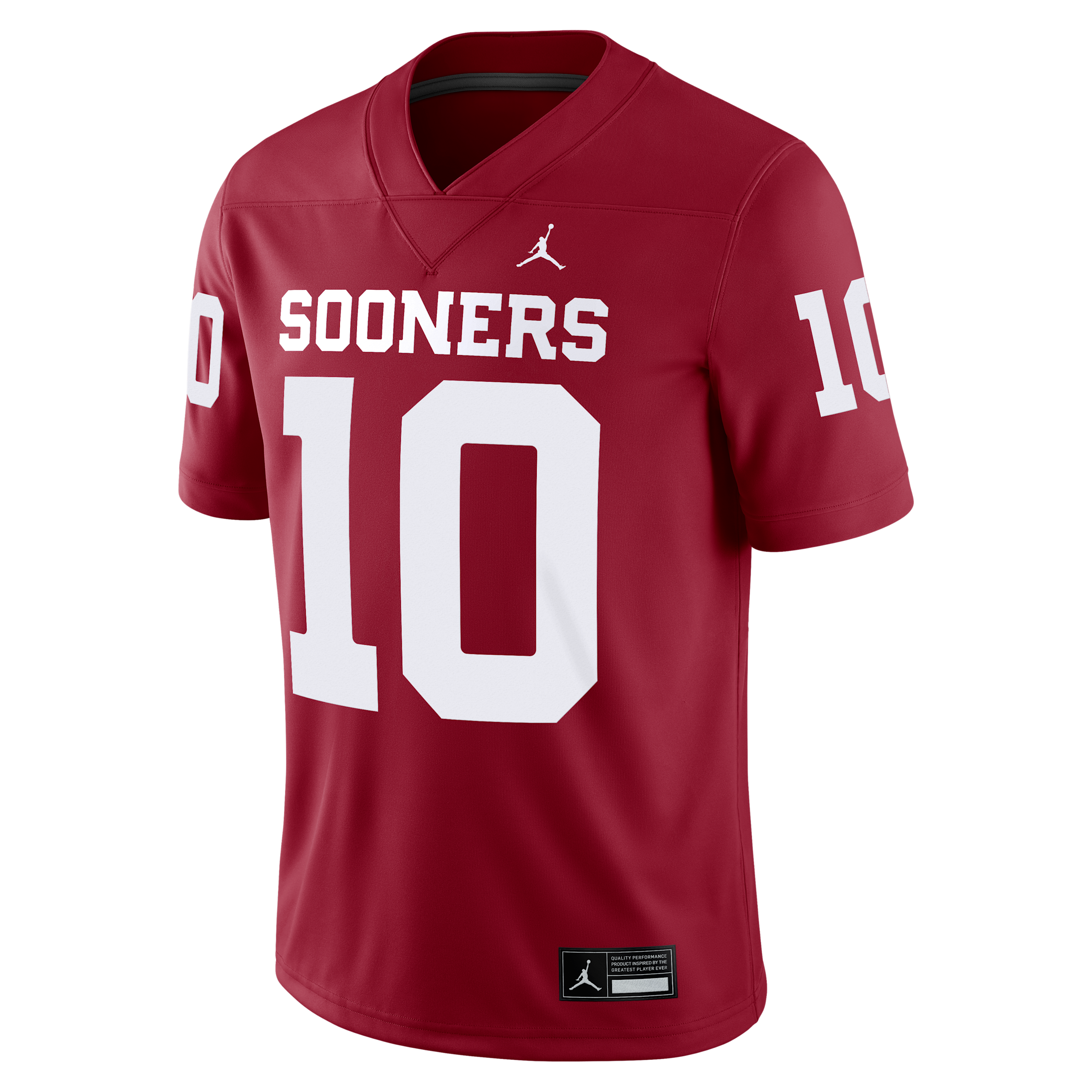 Men's John Mateer Oklahoma Menâs Jordan Brand Dri-FIT College NIL Game Jersey in Red | JC2F08AWOKN-68X