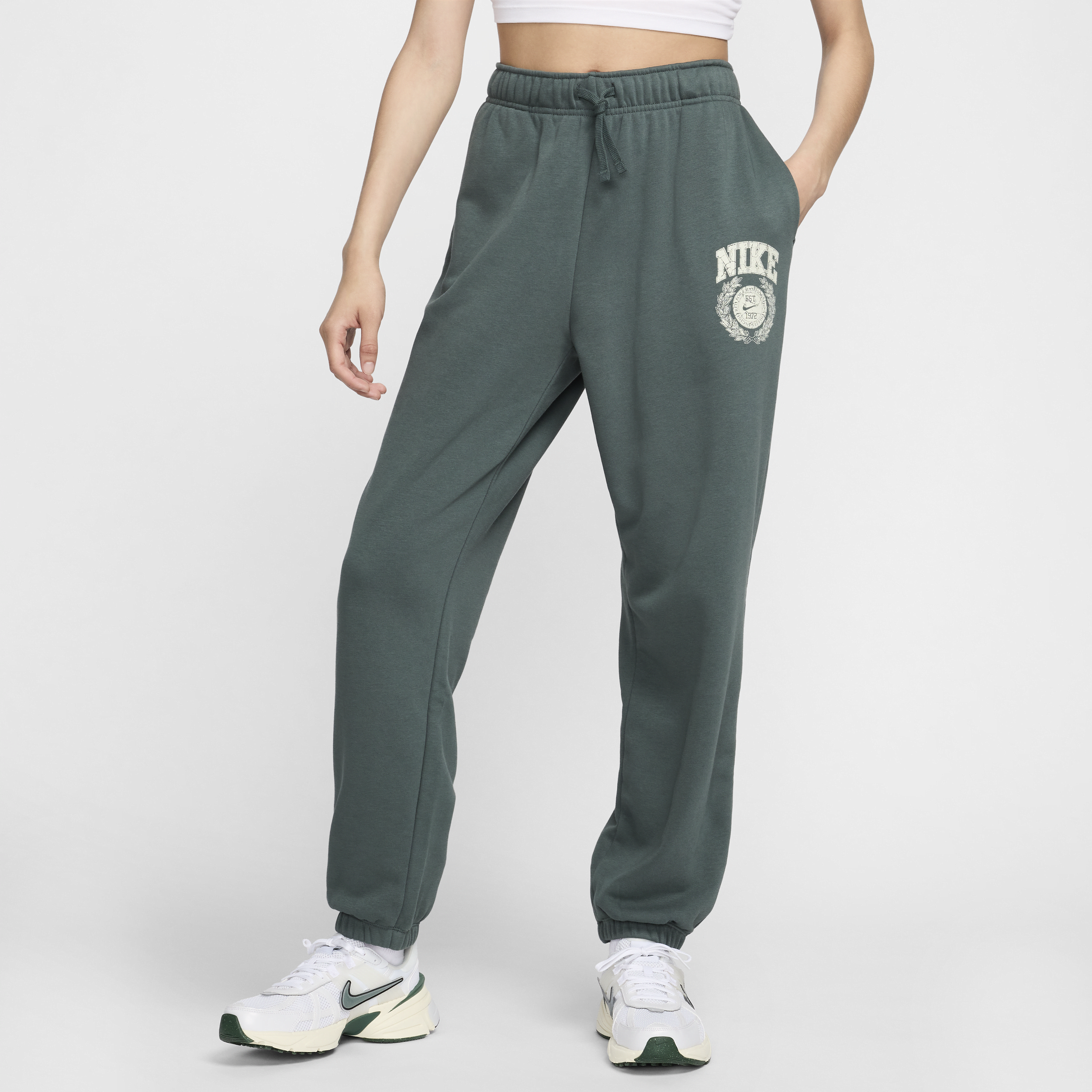 Shop Nike Women's  Sportswear Club Fleece Oversized Mid-rise Sweatpants In Green
