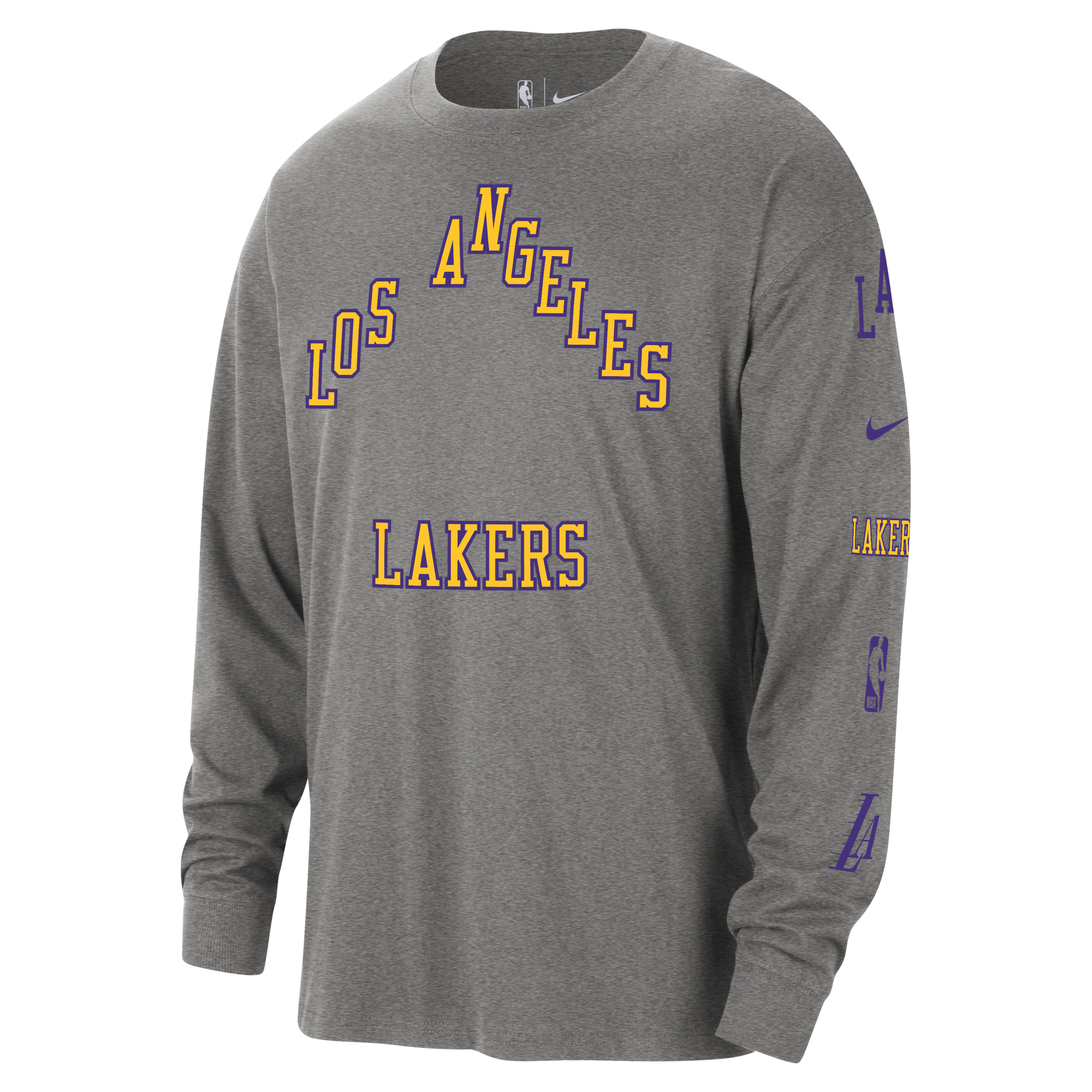 Shop Nike Los Angeles Lakers 2023/24 City Edition  Men's Nba Max90 Long-sleeve T-shirt In Grey