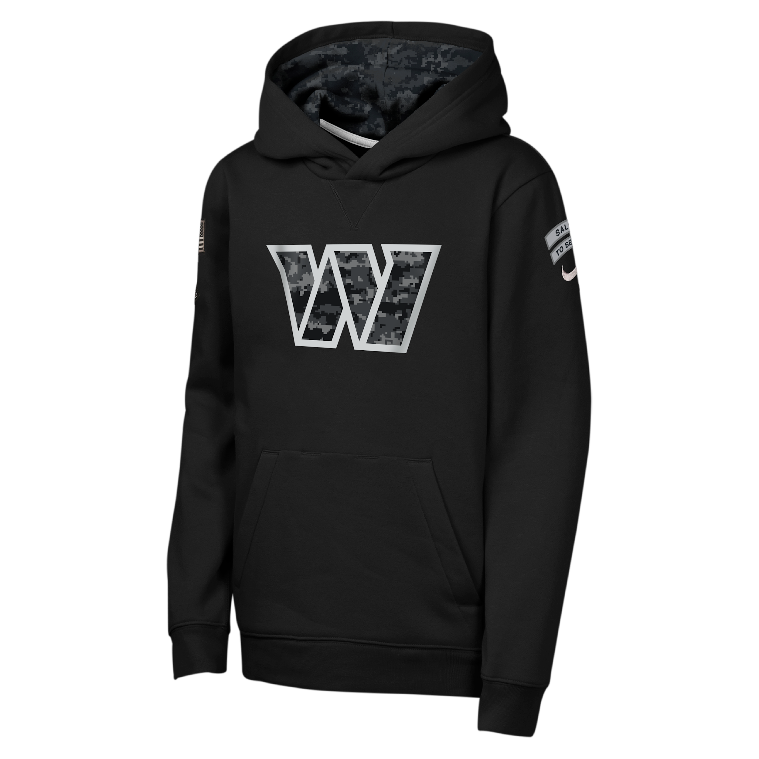 Washington Commanders Salute to Service Sideline Club Big Kids' Nike NFL Pullover Hoodie in Black | Z1B7NFQ8DCF-NAW
