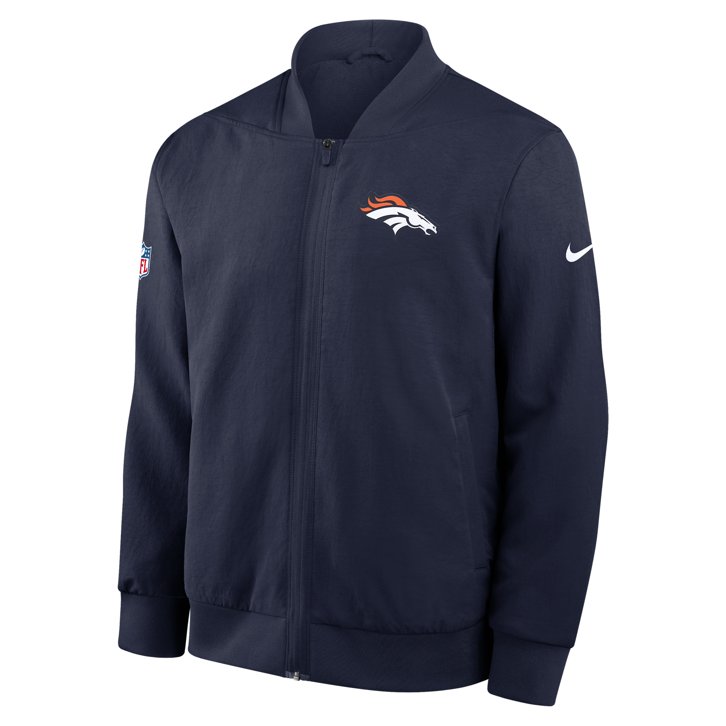 Nike Men's Navy Denver Broncos Sideline Powerful Blocking Full-Zip Dri-fit Bomber Jacket - Navy