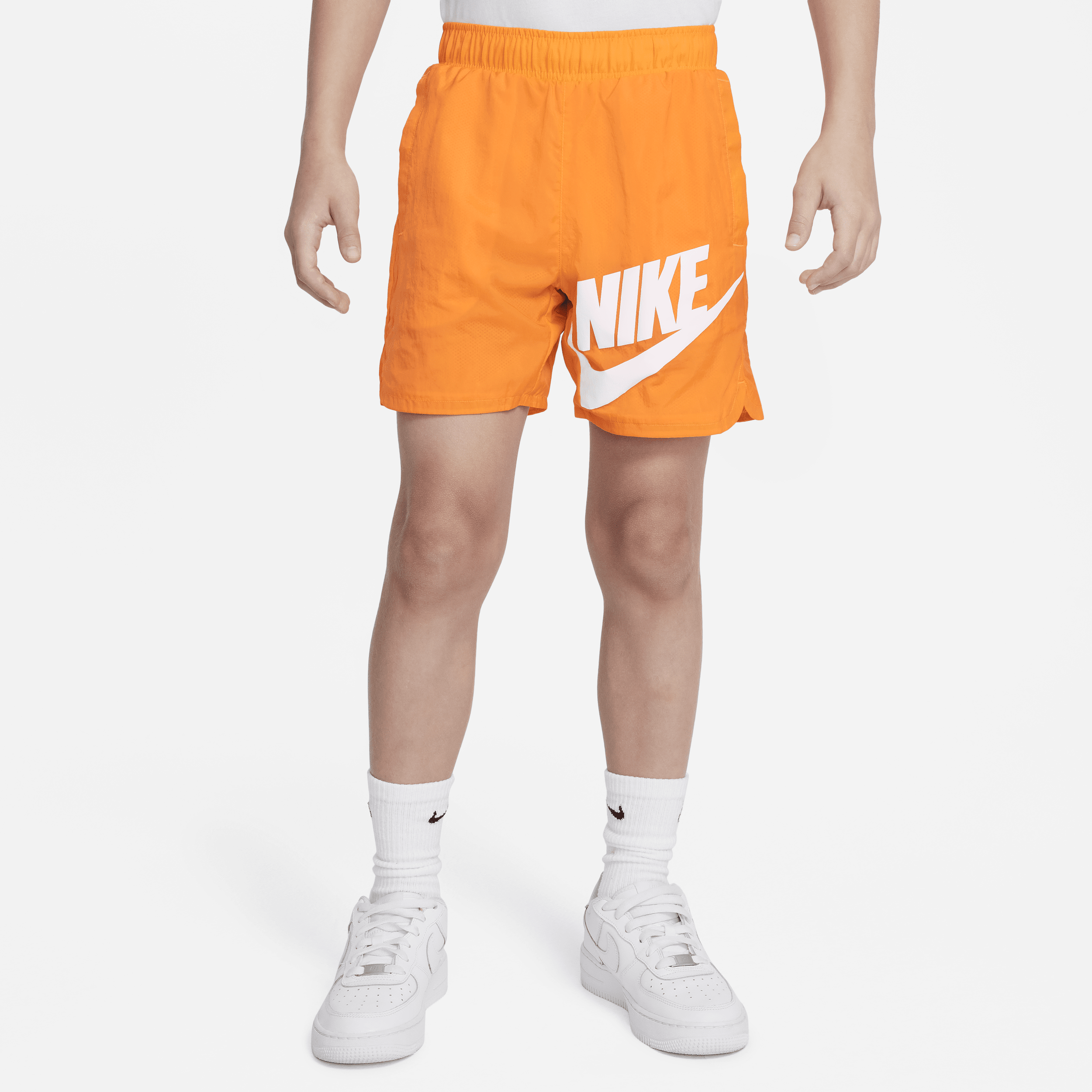 Nike Sportswear Big Kids' (boys') Woven Shorts In Vivid Orange/white