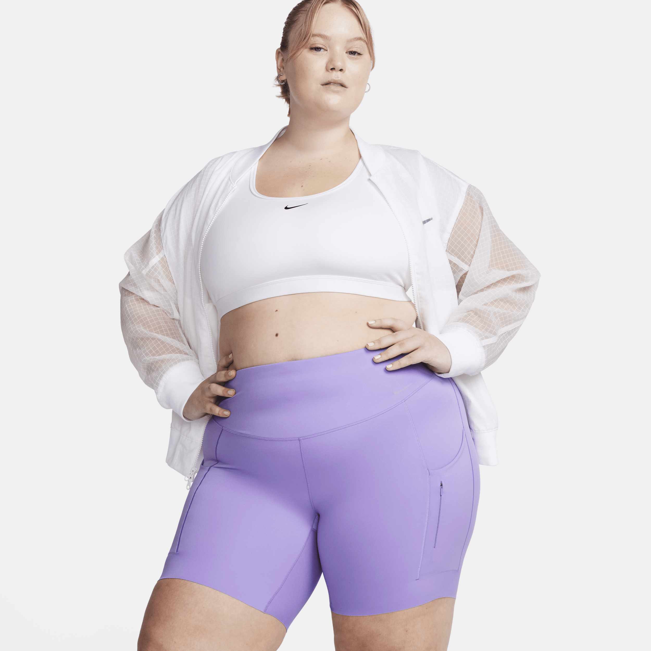 Nike Women's Go Firm-support High-waisted 8" Biker Shorts With Pockets (plus Size) In Purple