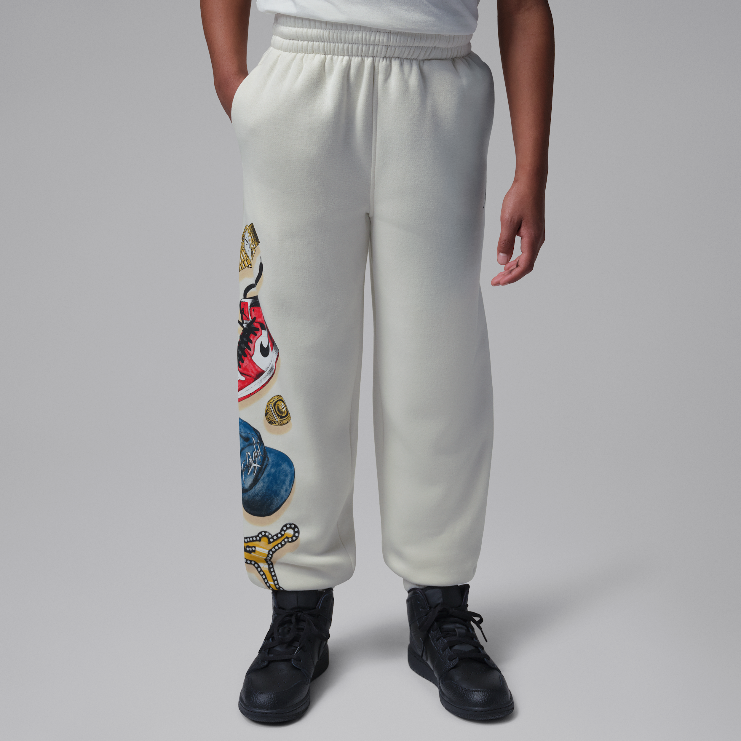Jordan Big Kids' Mike's Flight Kit Pants in White | 95G375-782