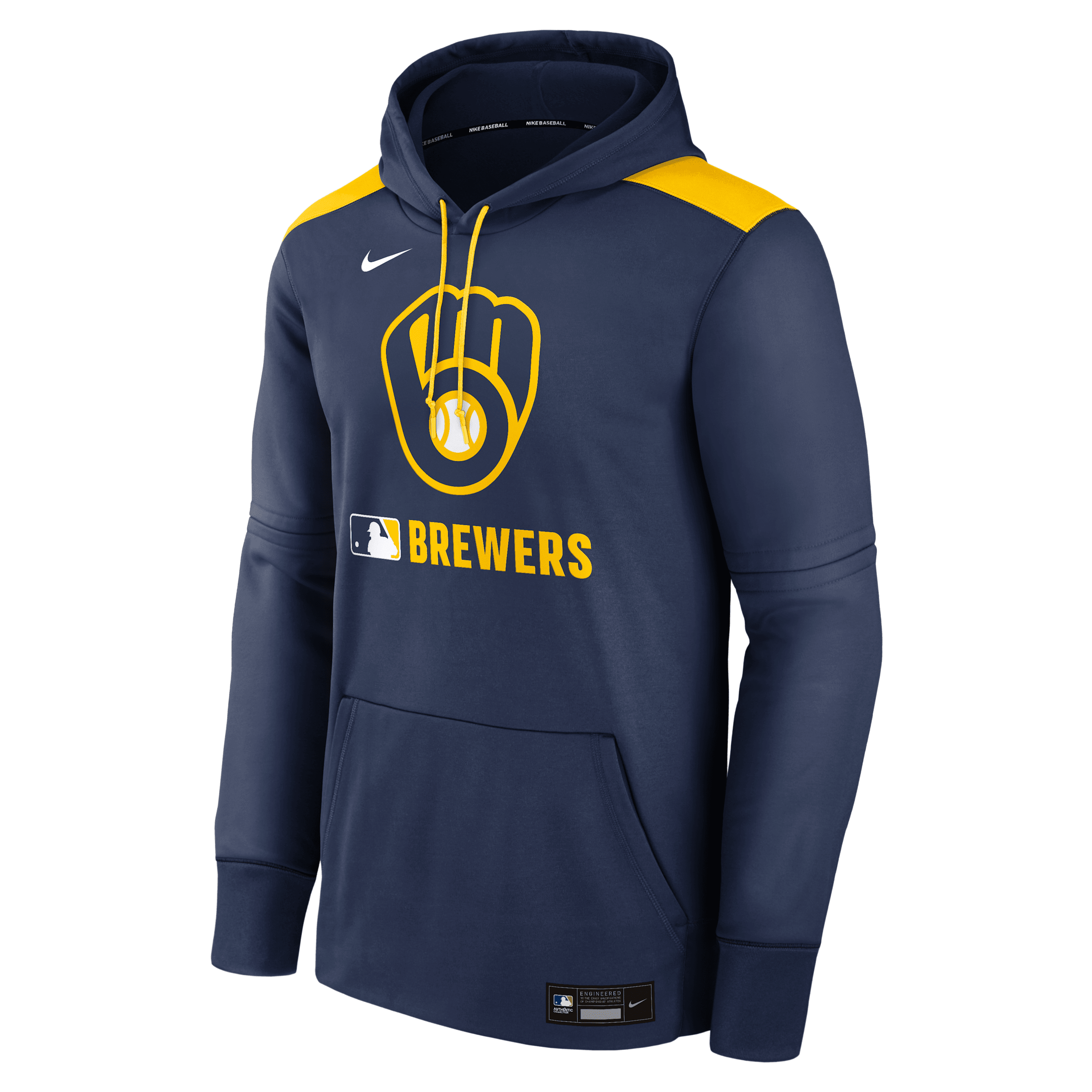Nike Men's Milwaukee Brewers Authentic Collection Therma Mlb Pullover Hoodie In Blue