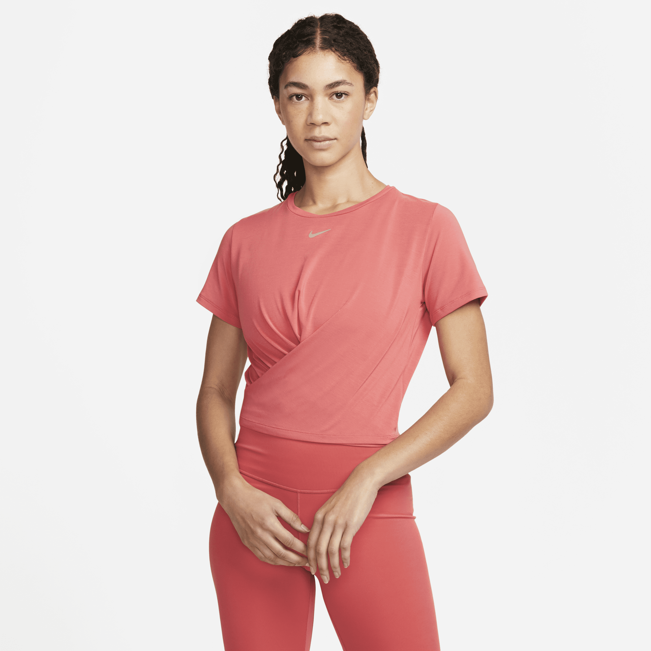 Nike Women's Dri-fit One Luxe Twist Cropped Short-sleeve Top In Red