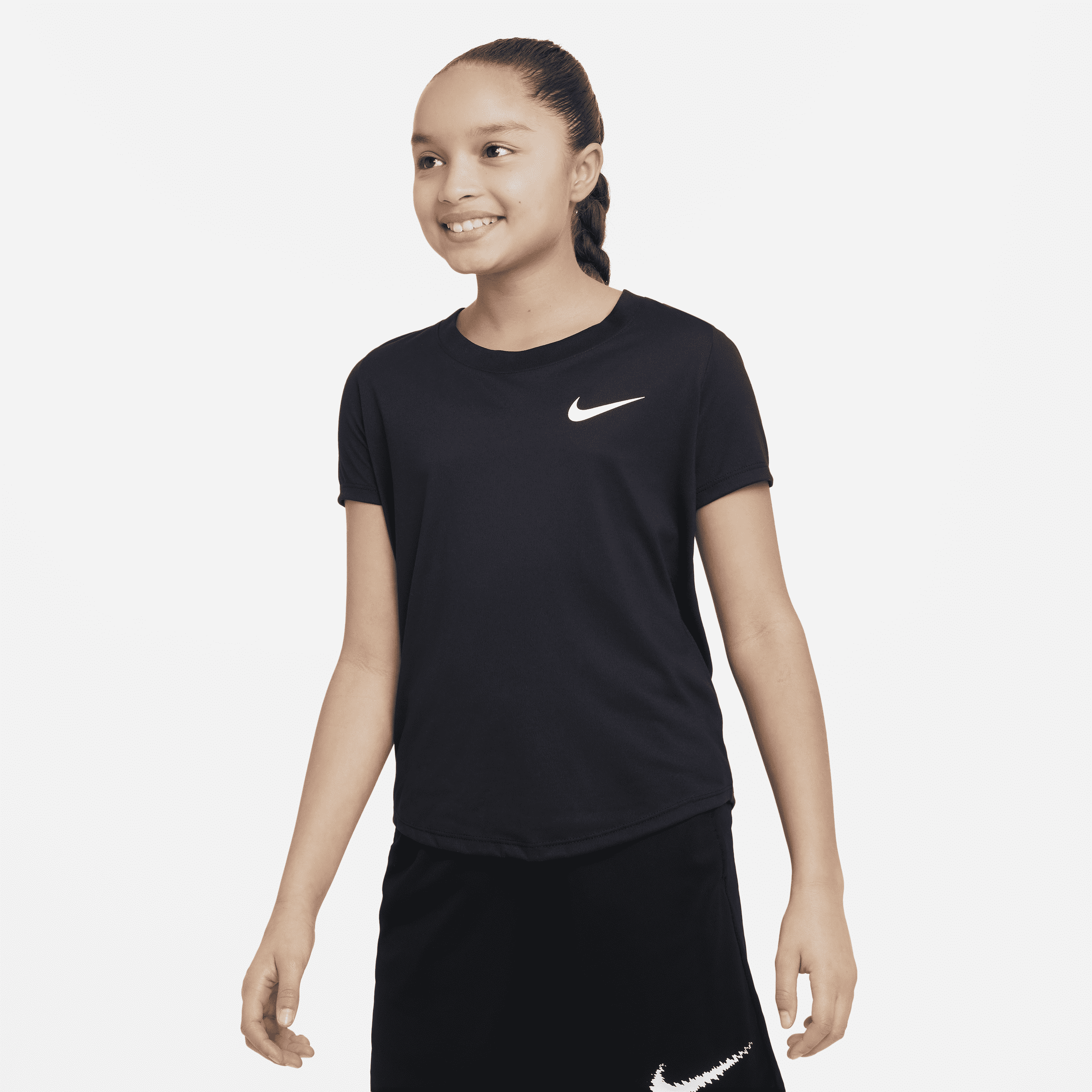 Nike Dri-fit Big Kids' (girls') Training T-shirt In Black