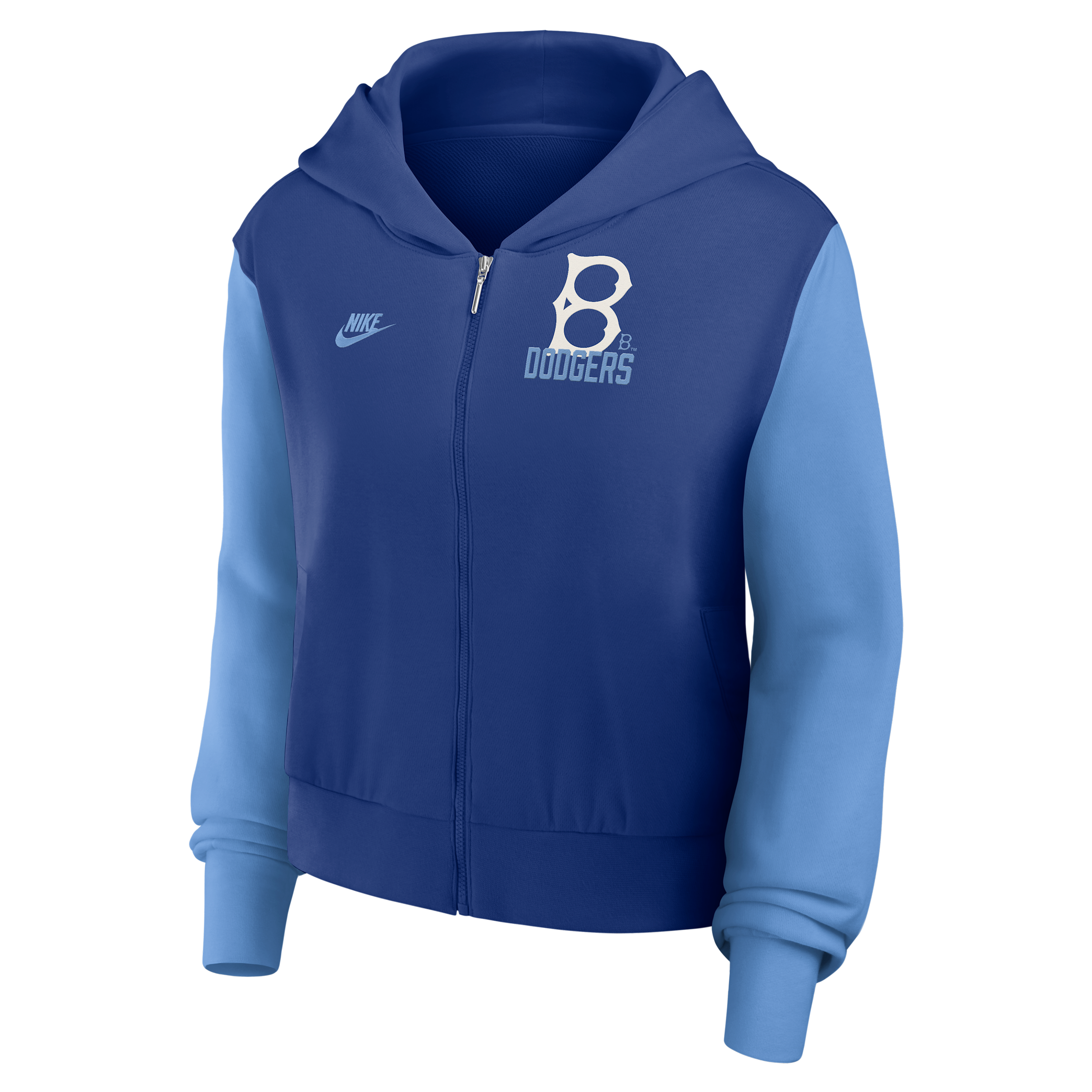 Nike Women's Royal/Light Blue Brooklyn Dodgers Cooperstown Collection Cropped Full-Zip Hoodie - Royal