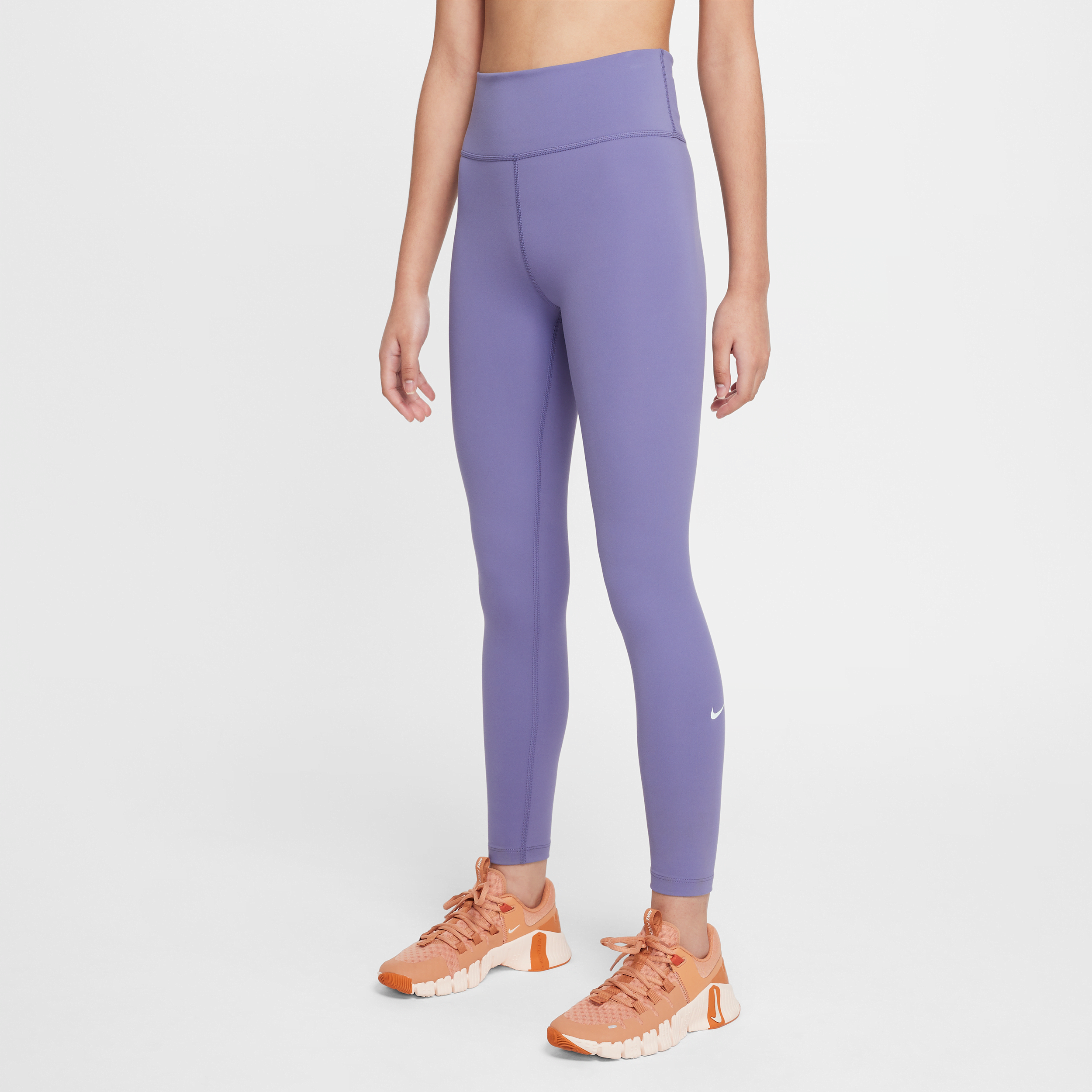 Nike One Big Kids' (girls') Dri-fit High-waisted Leggings In Purple
