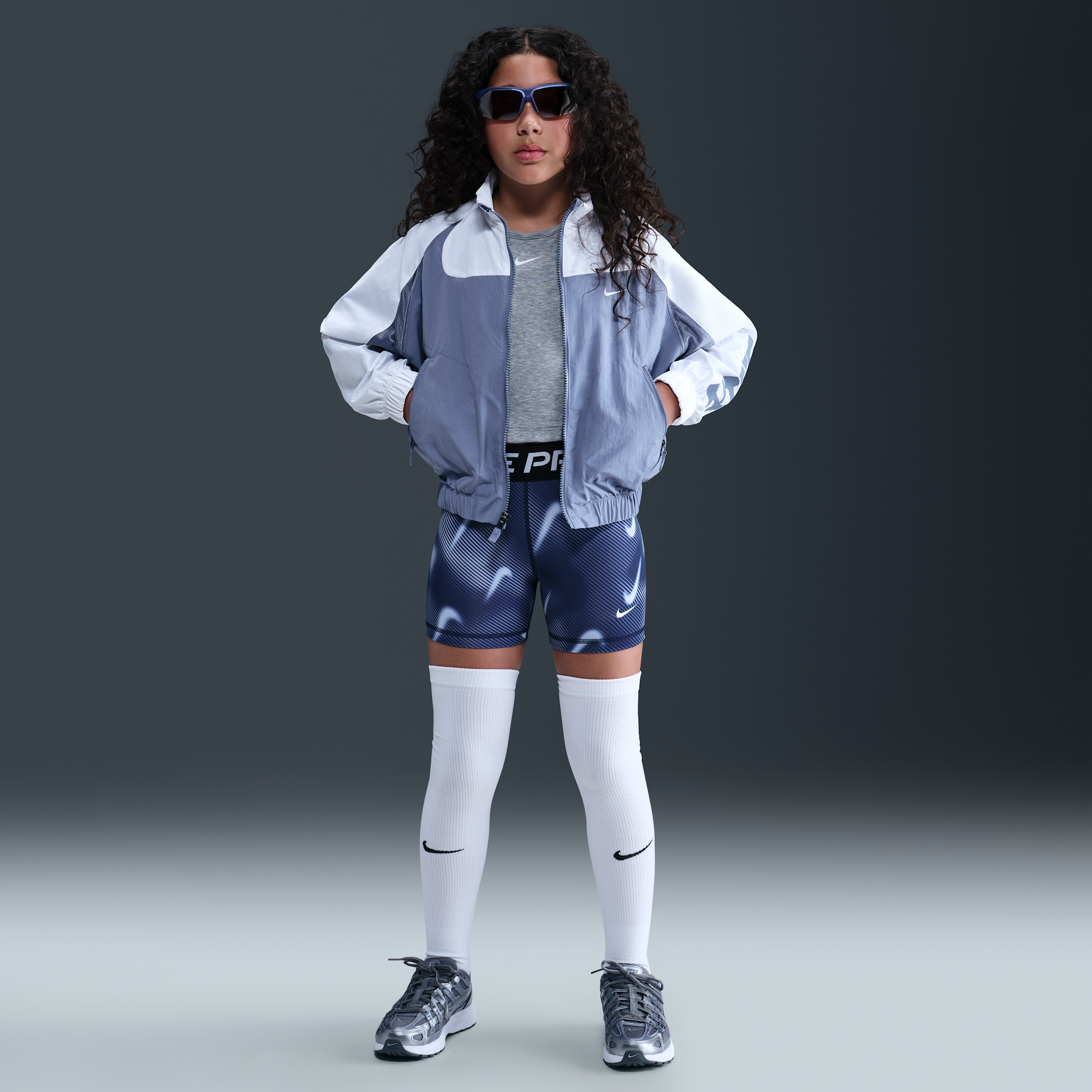 Nike Pro Big Kids' (Girls') Dri-FIT 3" Shorts in Blue | HQ9307-410