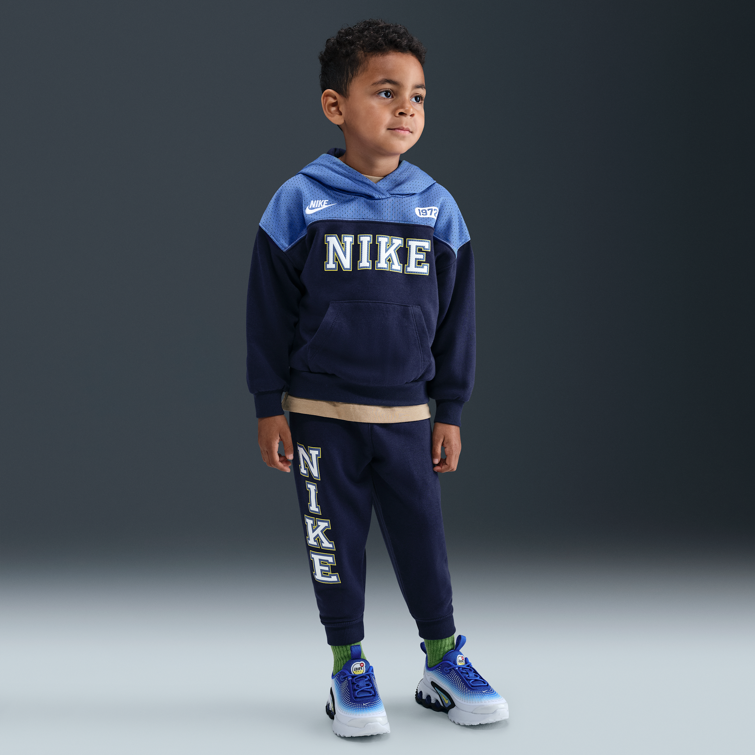 Nike Sportswear Toddler P.e. Blocked Pullover Hoodie And Pants Set In Blue