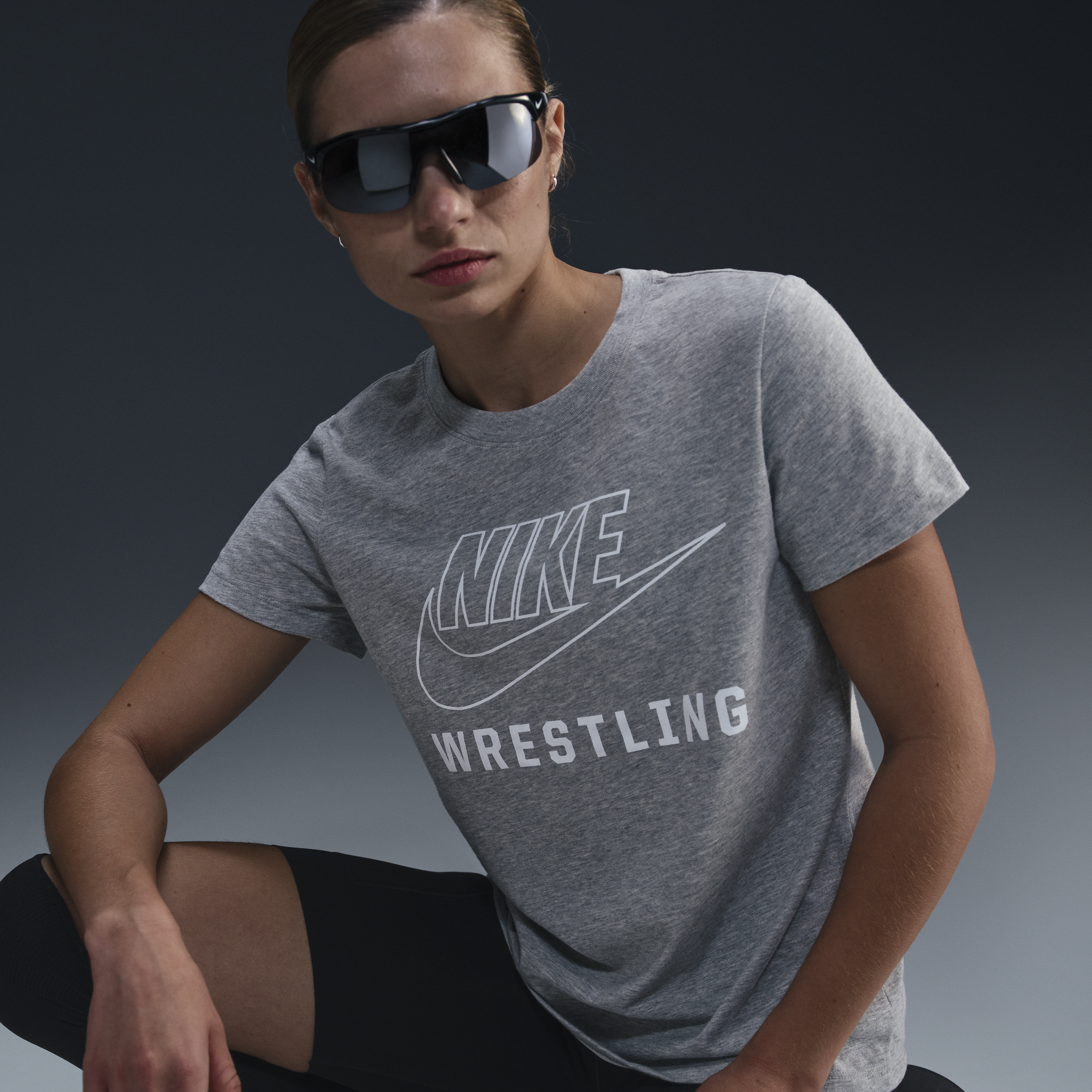 Nike Women's Swoosh Wrestling T-shirt In Grey