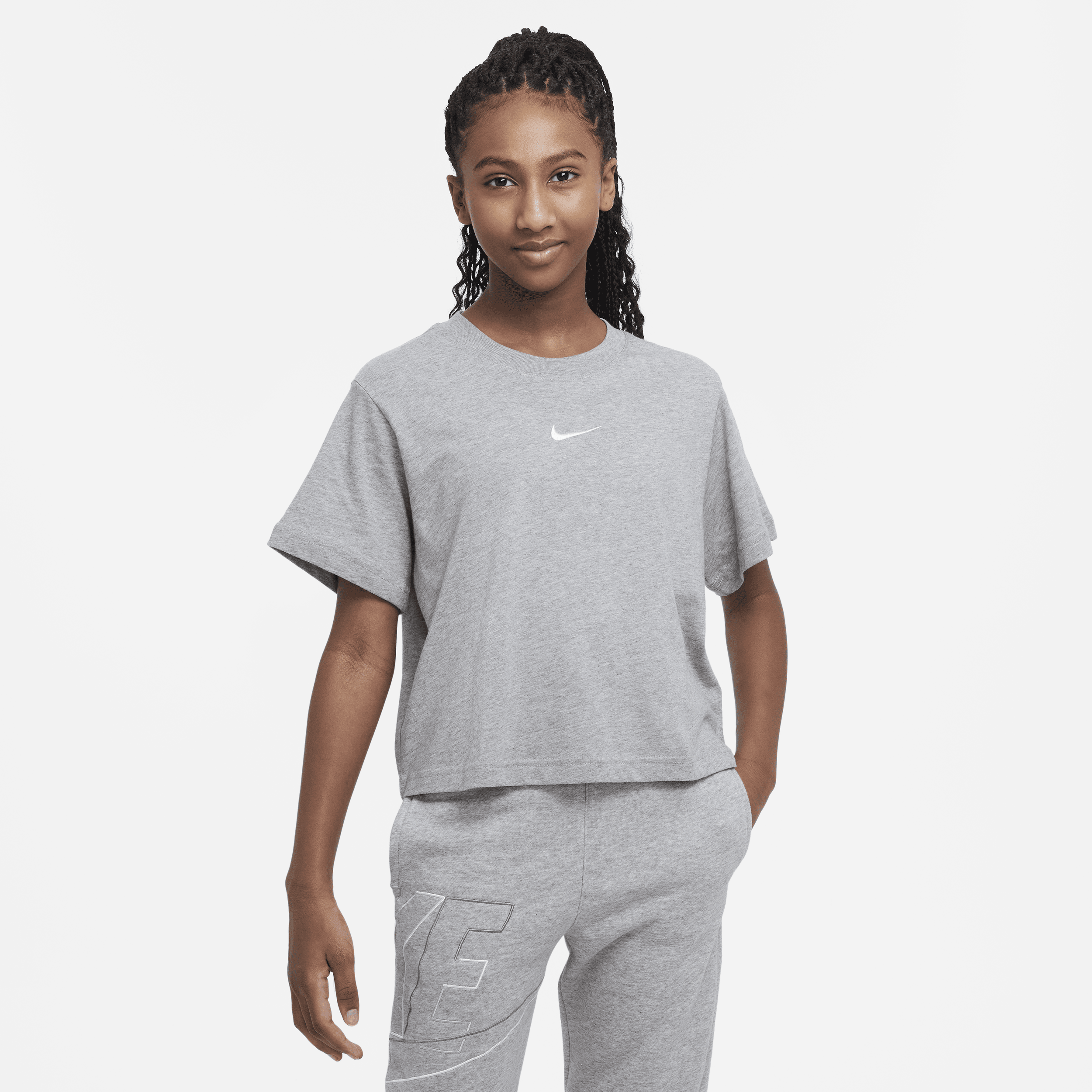 Nike Sportswear Big Kids' (girls') T-shirt In Grey