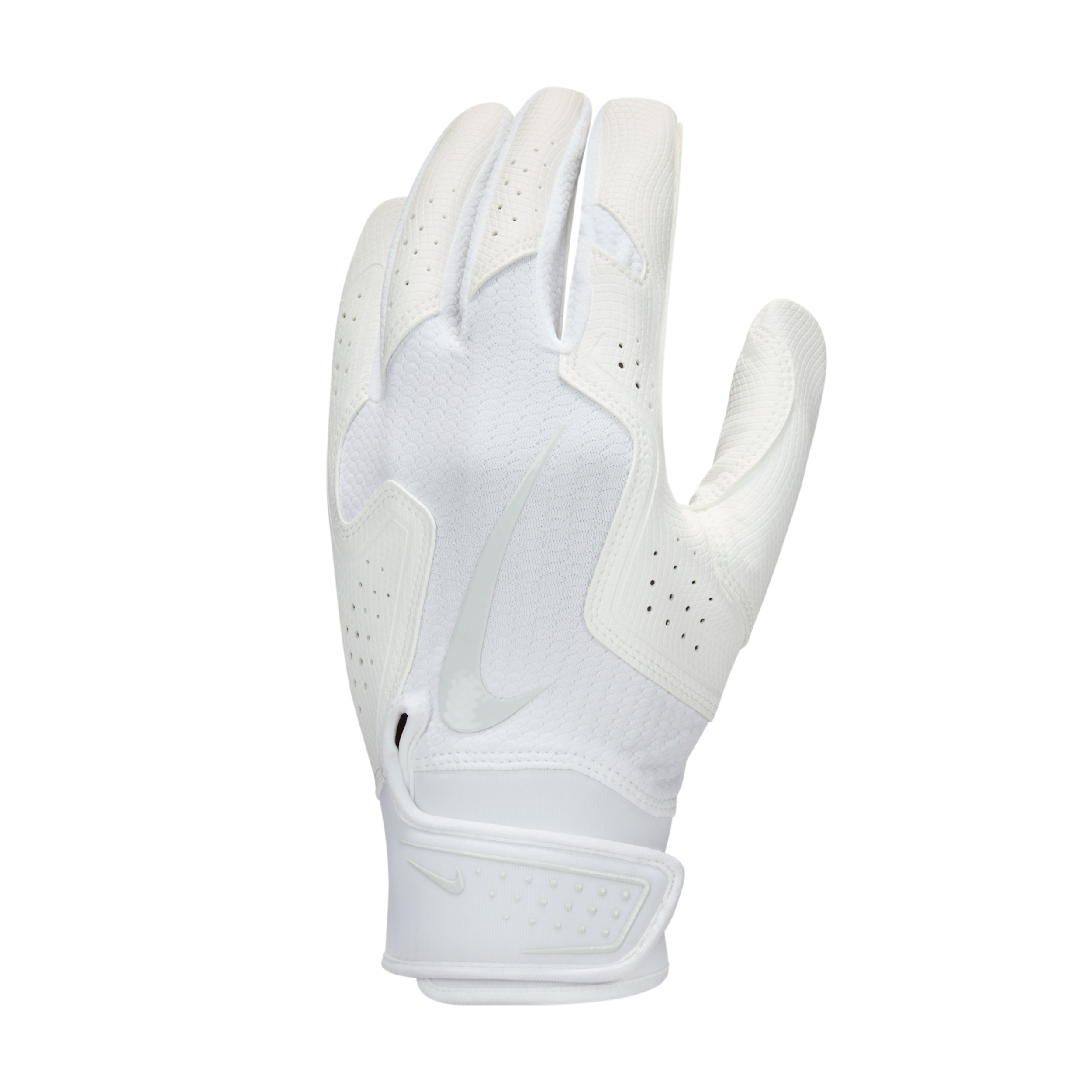 Nike Adult Alpha 2.0 Batting Gloves, Men's, Large, White/White/Pure Platinum