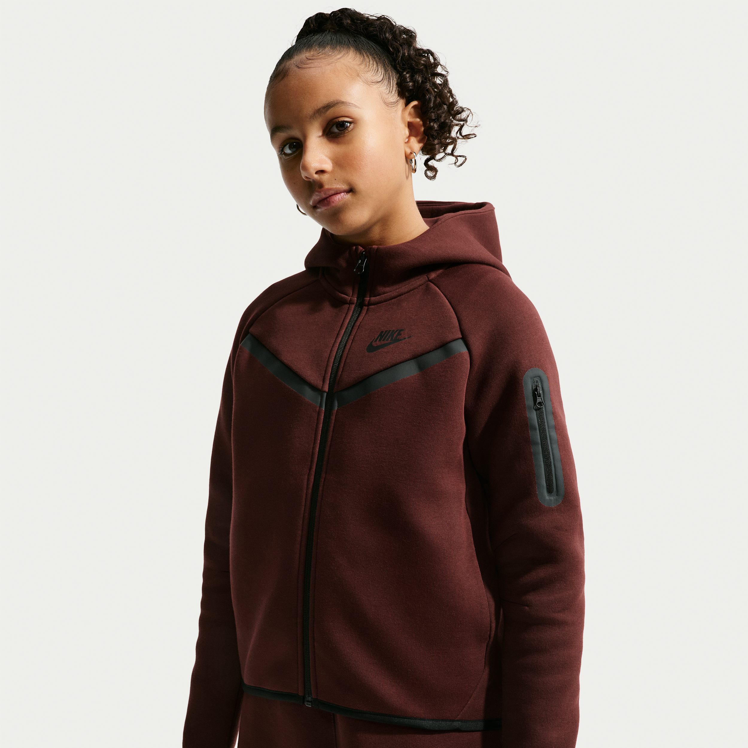 Unisex Nike Sportswear Tech Fleece Girls' Full-Zip Hoodie in Purple | HV8695-658