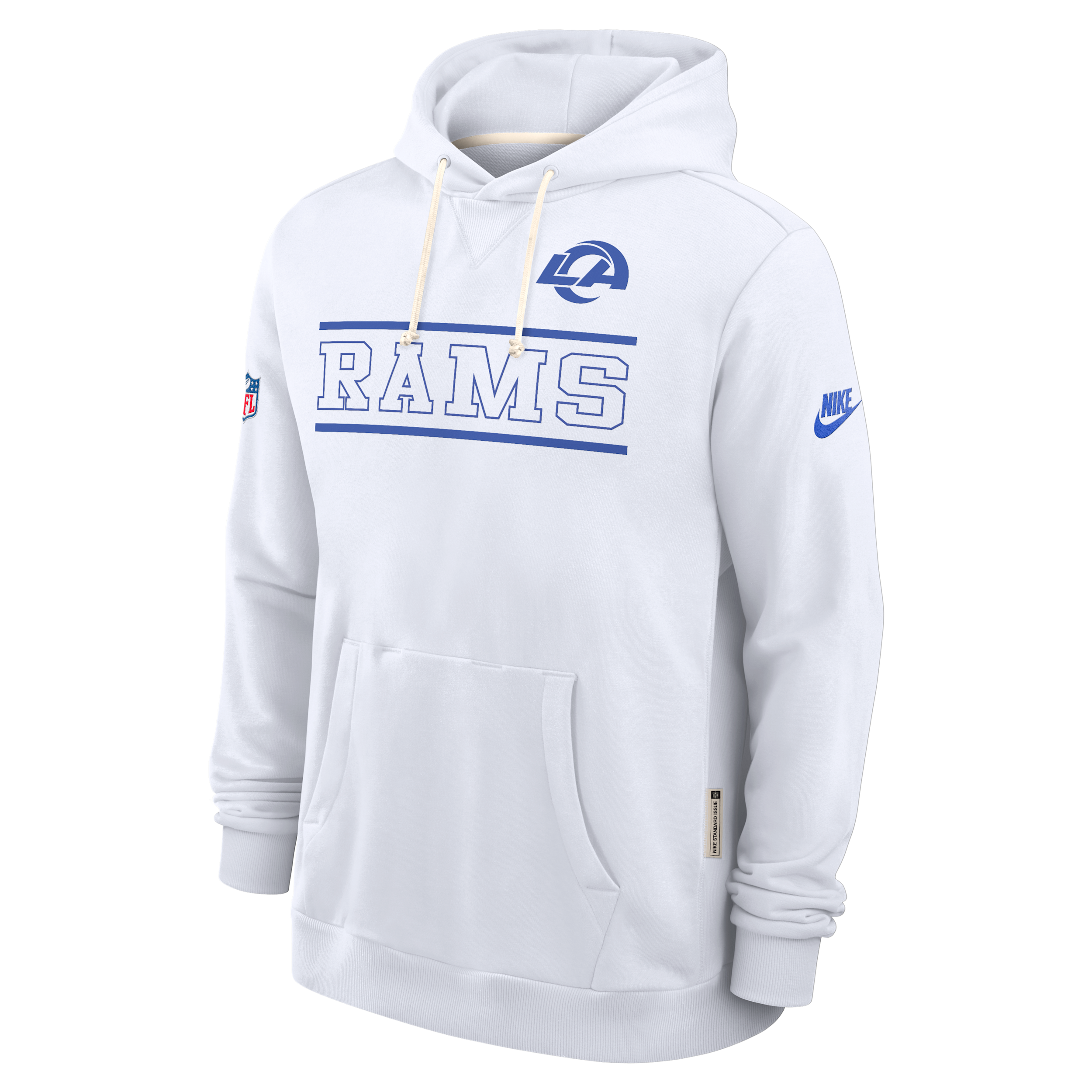 Los Angeles Rams Alt Standard Issue Nike Men's Dri-FIT NFL Pullover Hoodie in White | 03AZ10AQ9X-PT1
