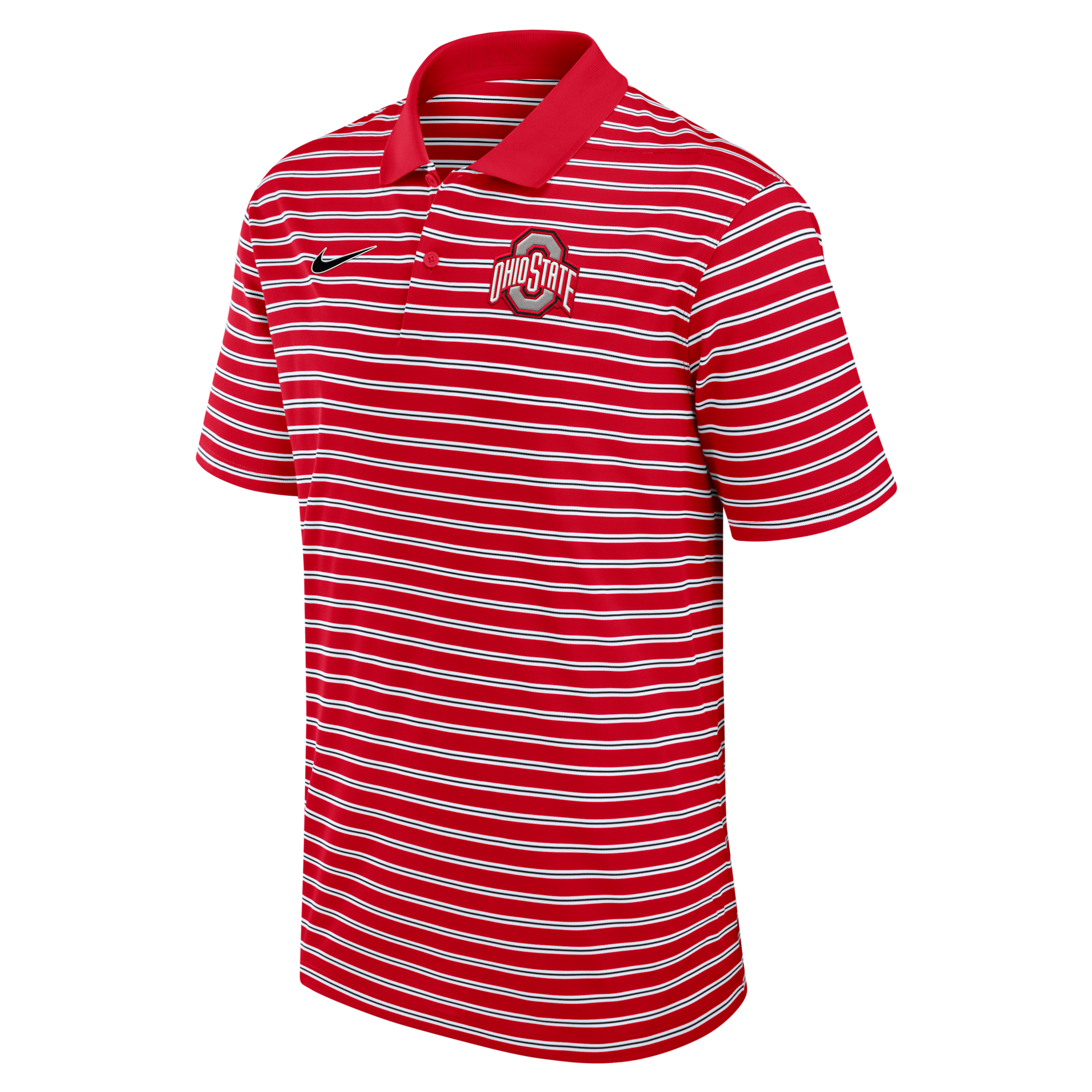 Ohio State Buckeyes Primetime Victory Striped Nike Men's Dri-FIT College Polo in Red | 02LX0BC6OH-QX7