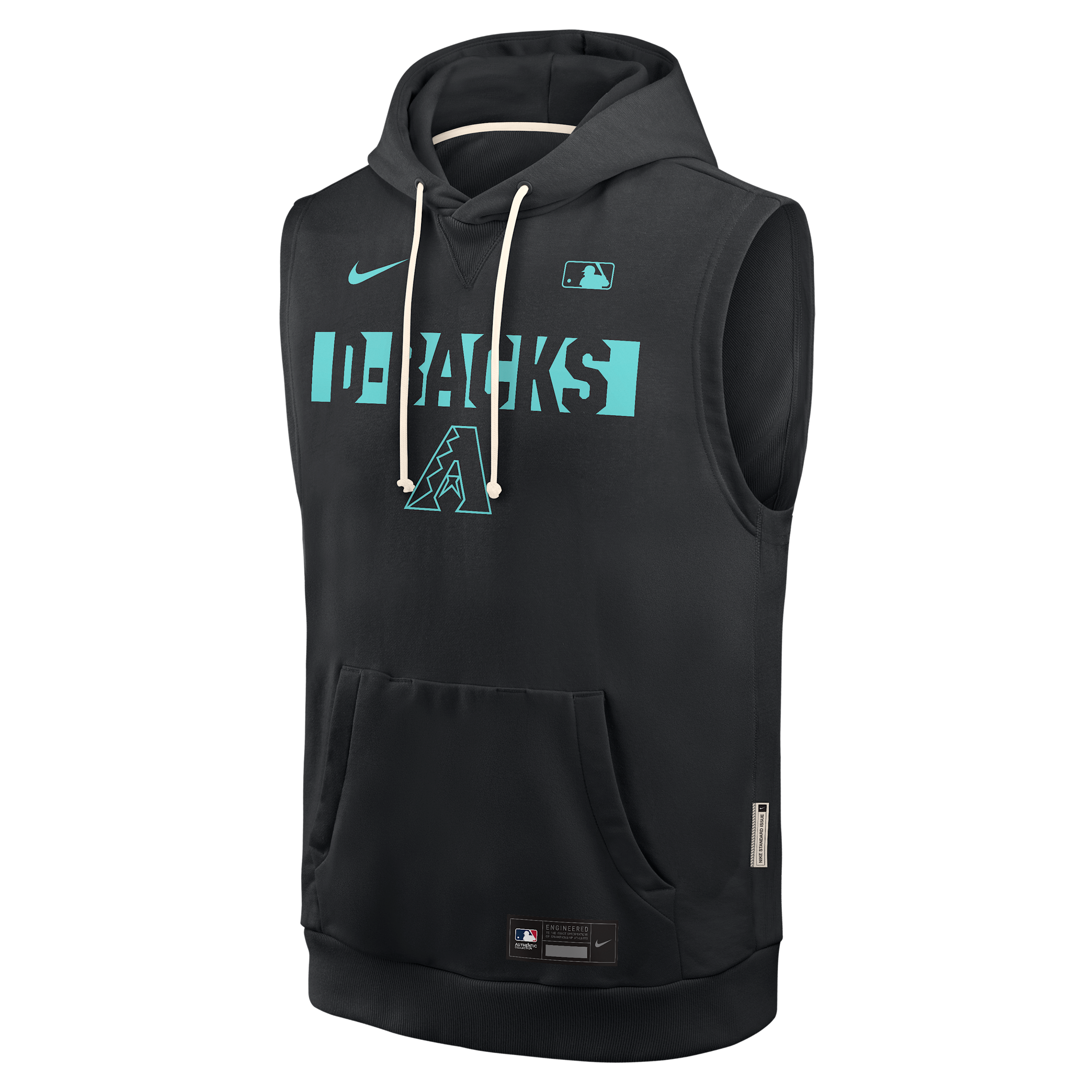 Arizona Diamondbacks Authentic Collection Standard Issue Nike Men's Dri-FIT MLB Sleeveless Pullover Hoodie in Black | 03B400ADQS-4T2
