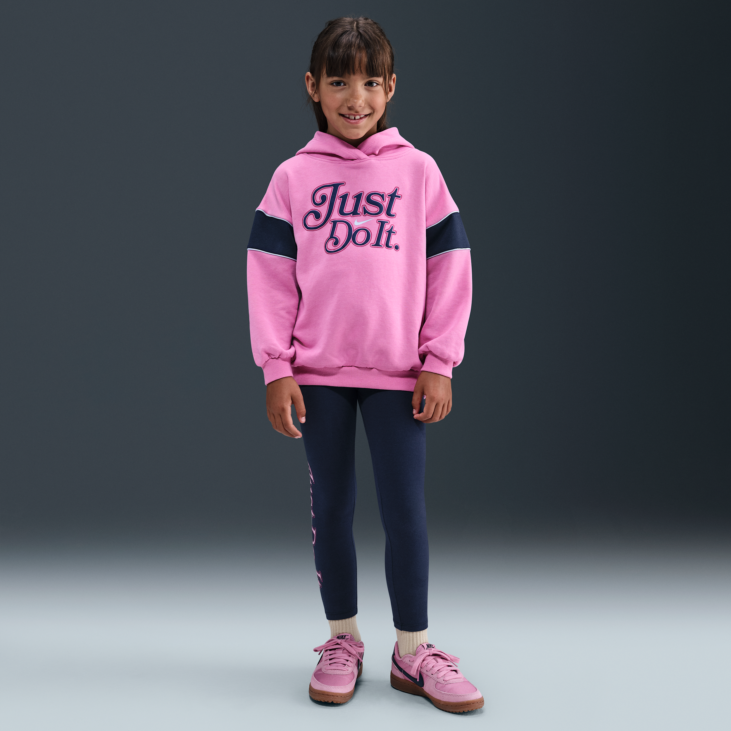 Nike Varsity Prep Little Kids' Pullover Hoodie And Leggings Set In Pink