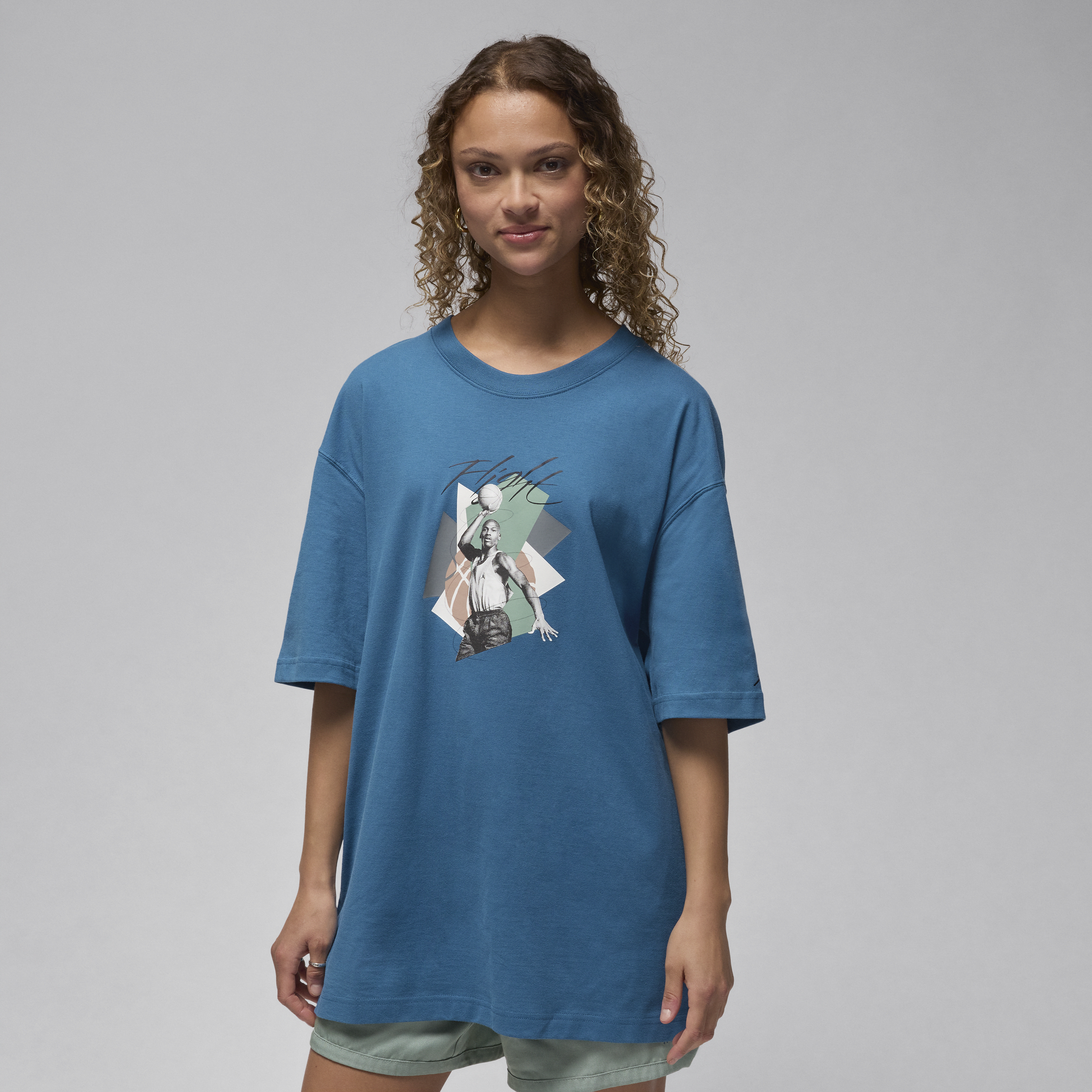 Shop Jordan Women's  Oversized Graphic T-shirt In Blue