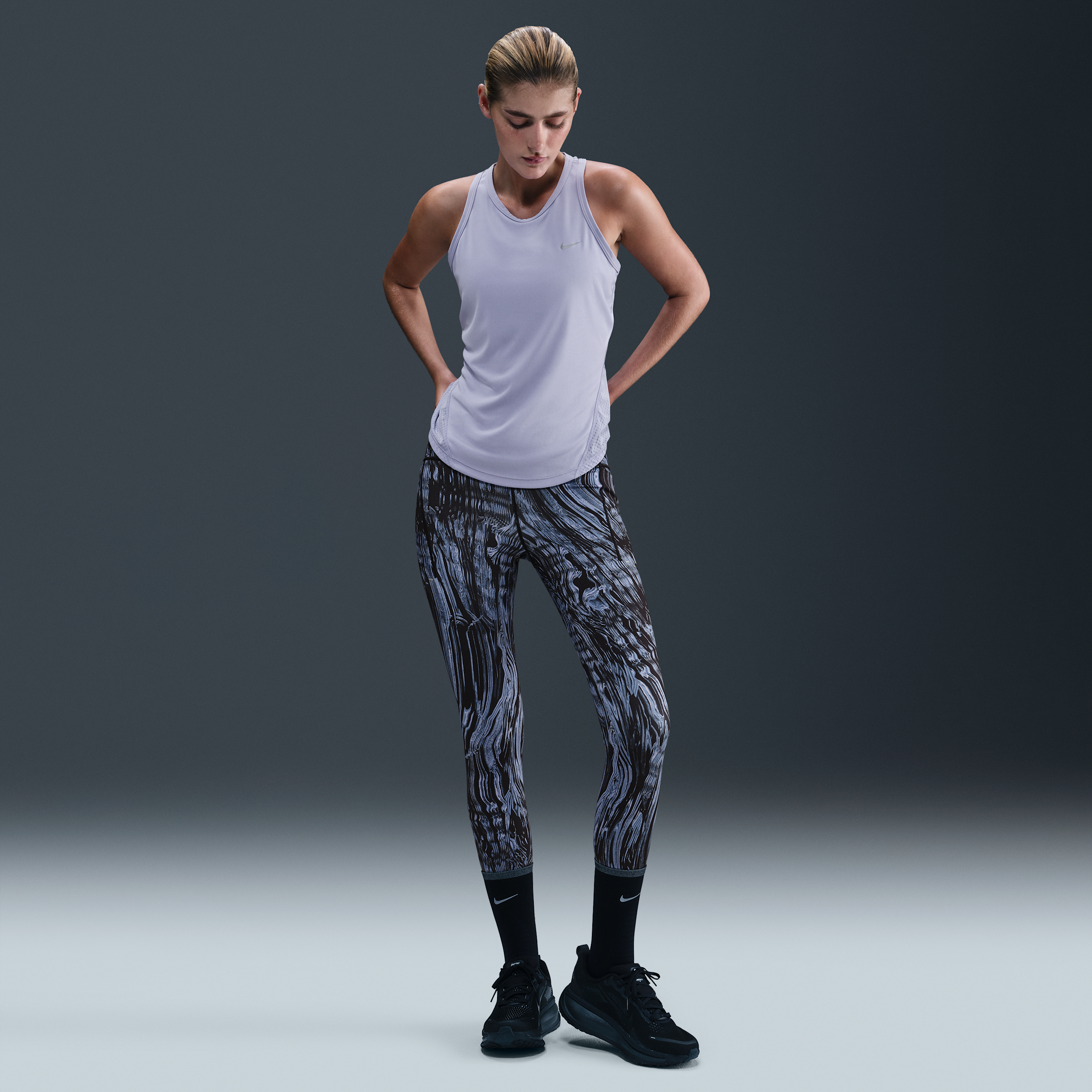 Nike Women's Swift High-waisted 7/8 Printed Running Leggings In Multi