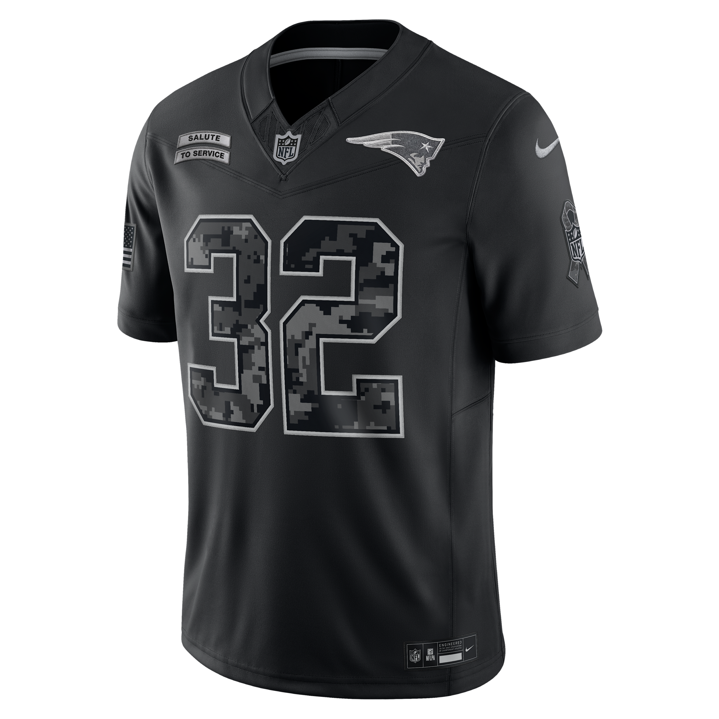Treveyon Henderson New England Patriots Salute to Service Nike Men's Dri-FIT NFL Limited Jersey in Black | SSLM00AF3L-TSW
