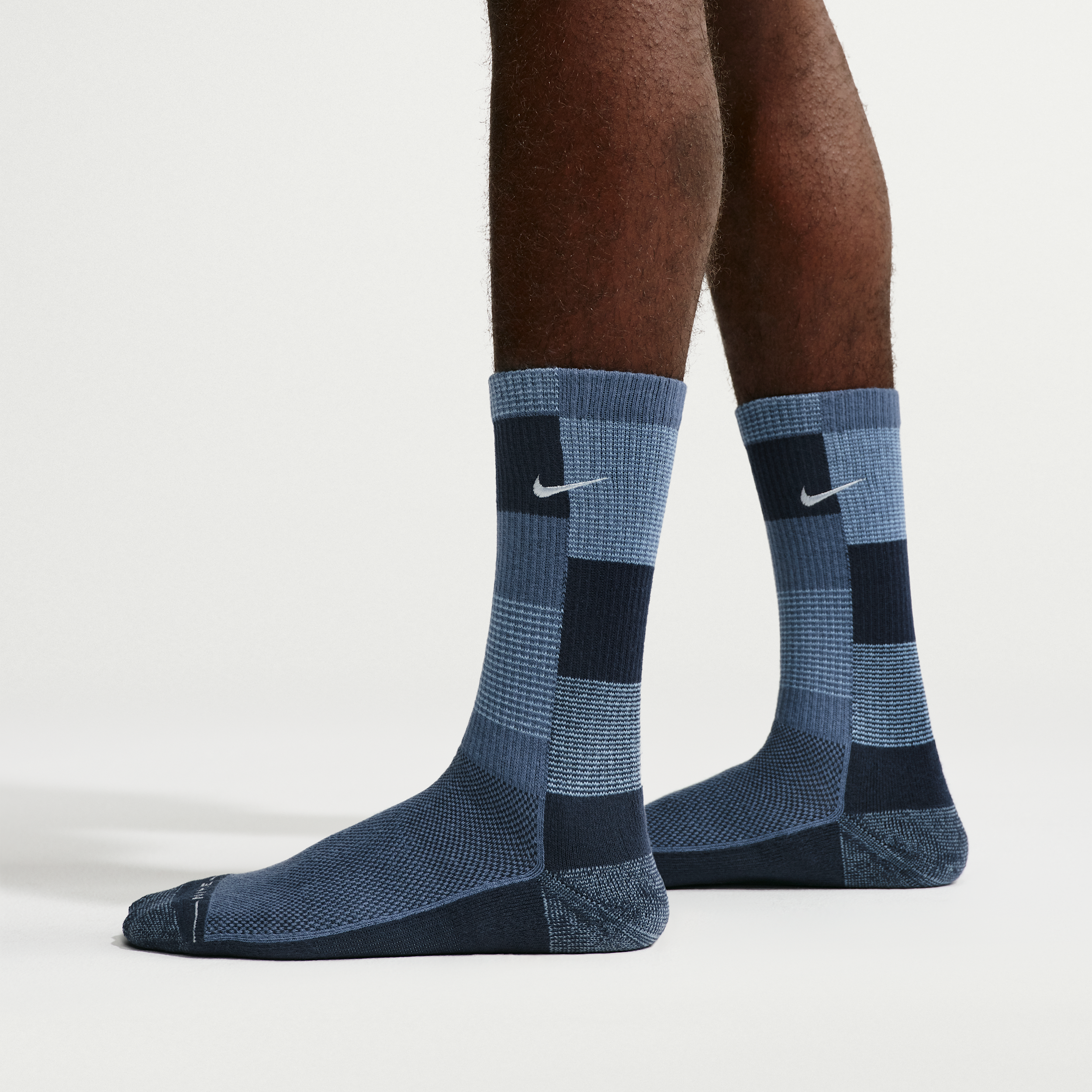 Nike Elevated Everyday Crew Socks, Men's, Medium, Blue/Obsidian/Lt Grey