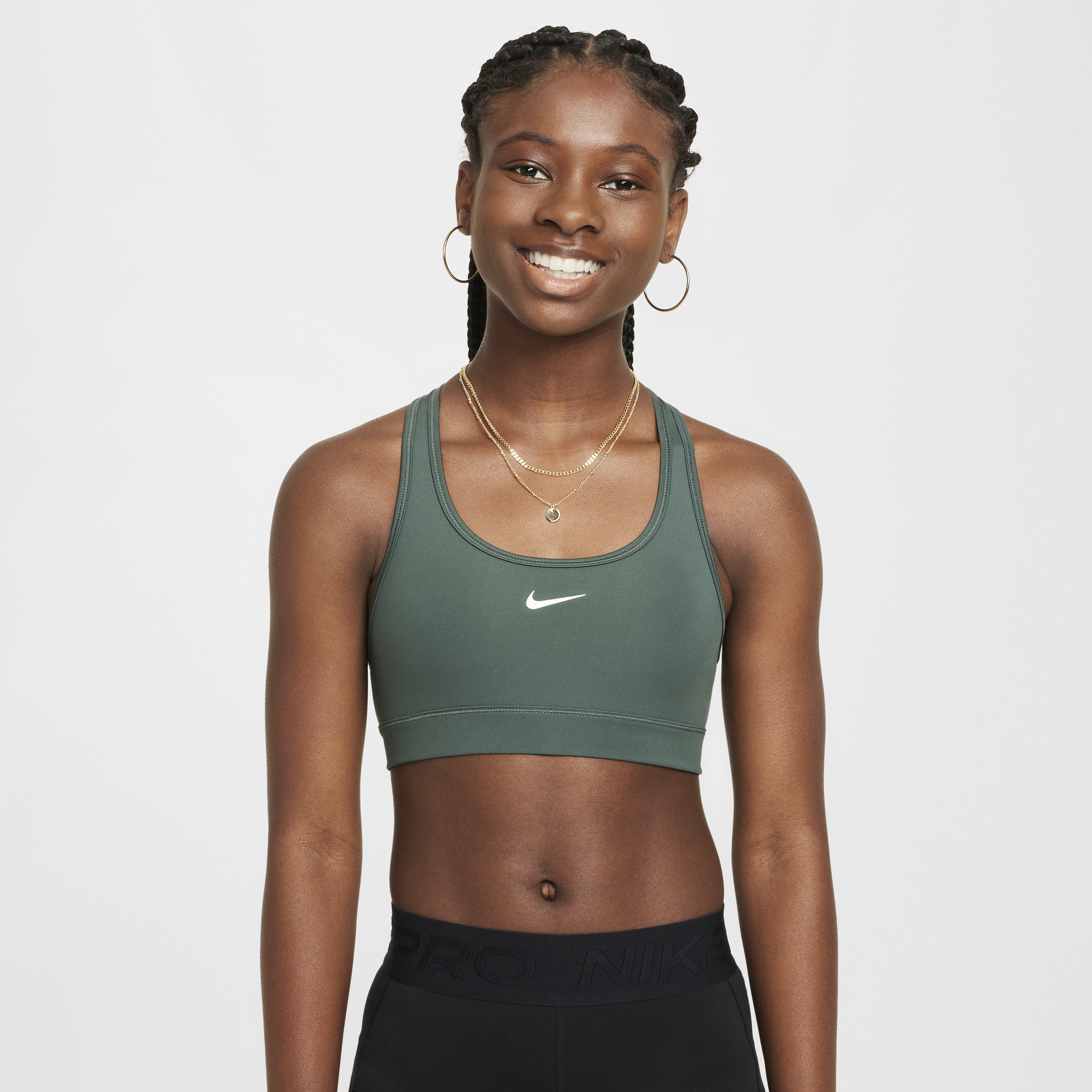 Nike Swoosh Big Kids' (girls') Sports Bra In Green