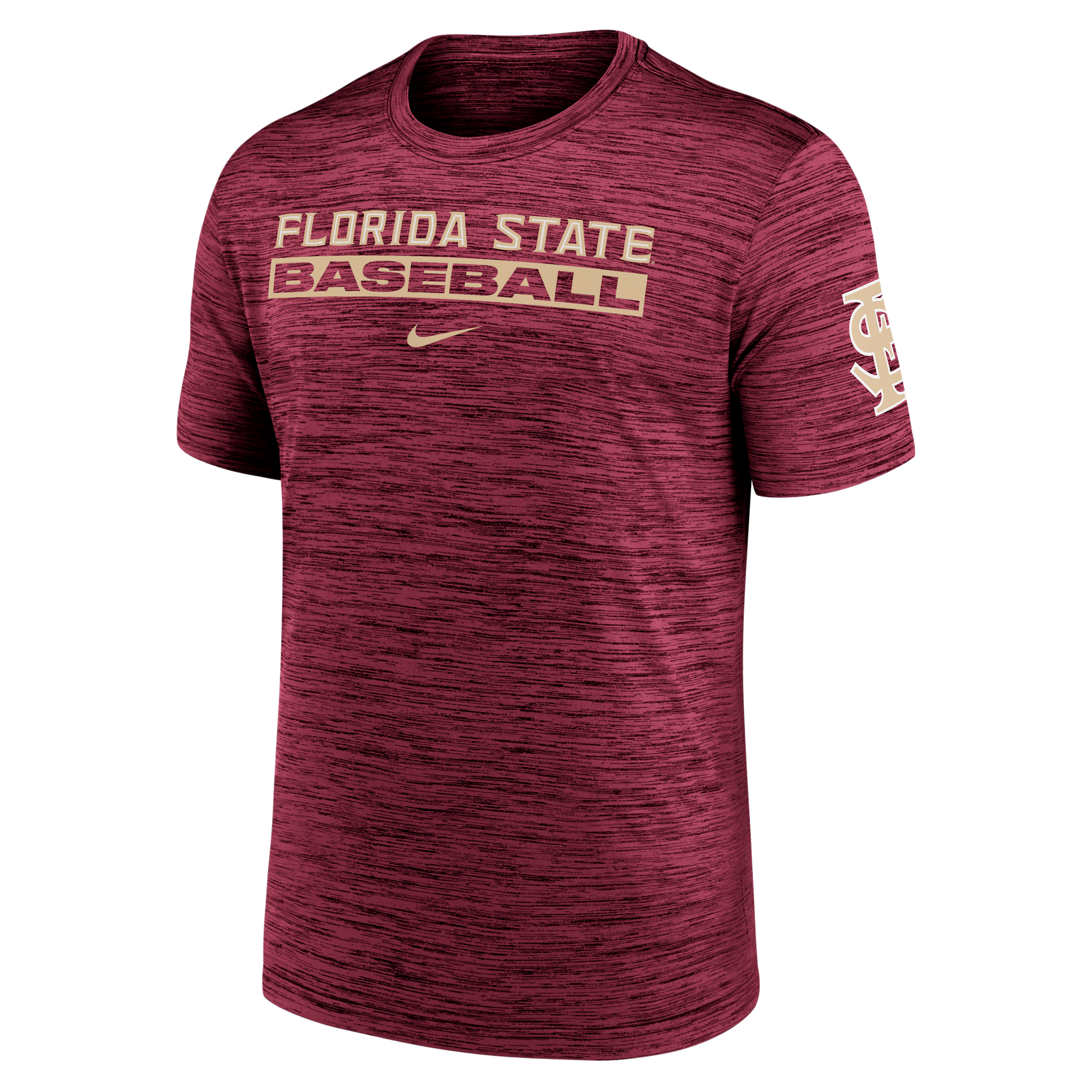 Nike Florida State Seminoles Velocity Baseball Wordmark Stack  Men's Dri-fit College T-shirt In Burgundy