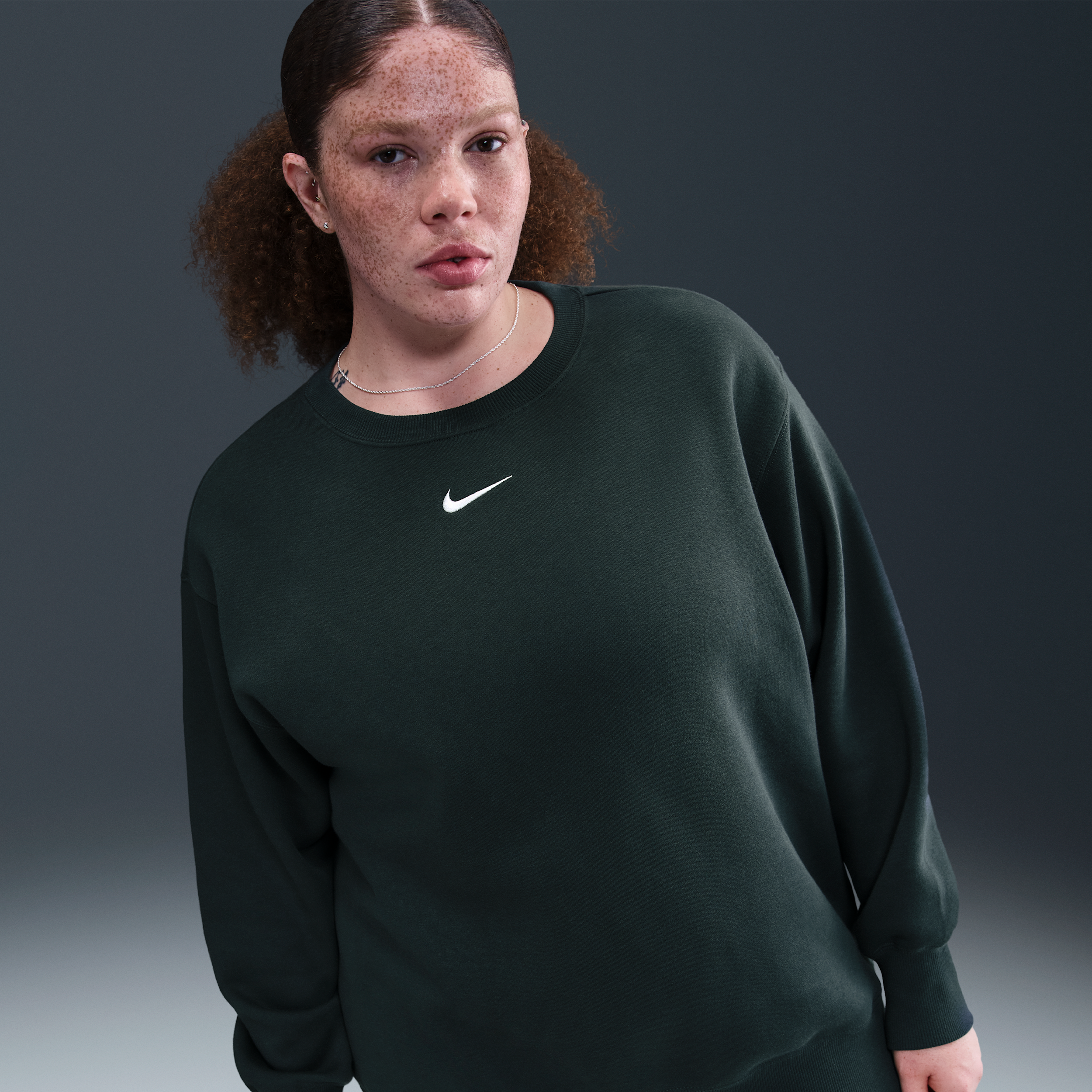 Nike Women's  Sportswear Phoenix Fleece Oversized Crew-neck Sweatshirt (plus Size) In Black
