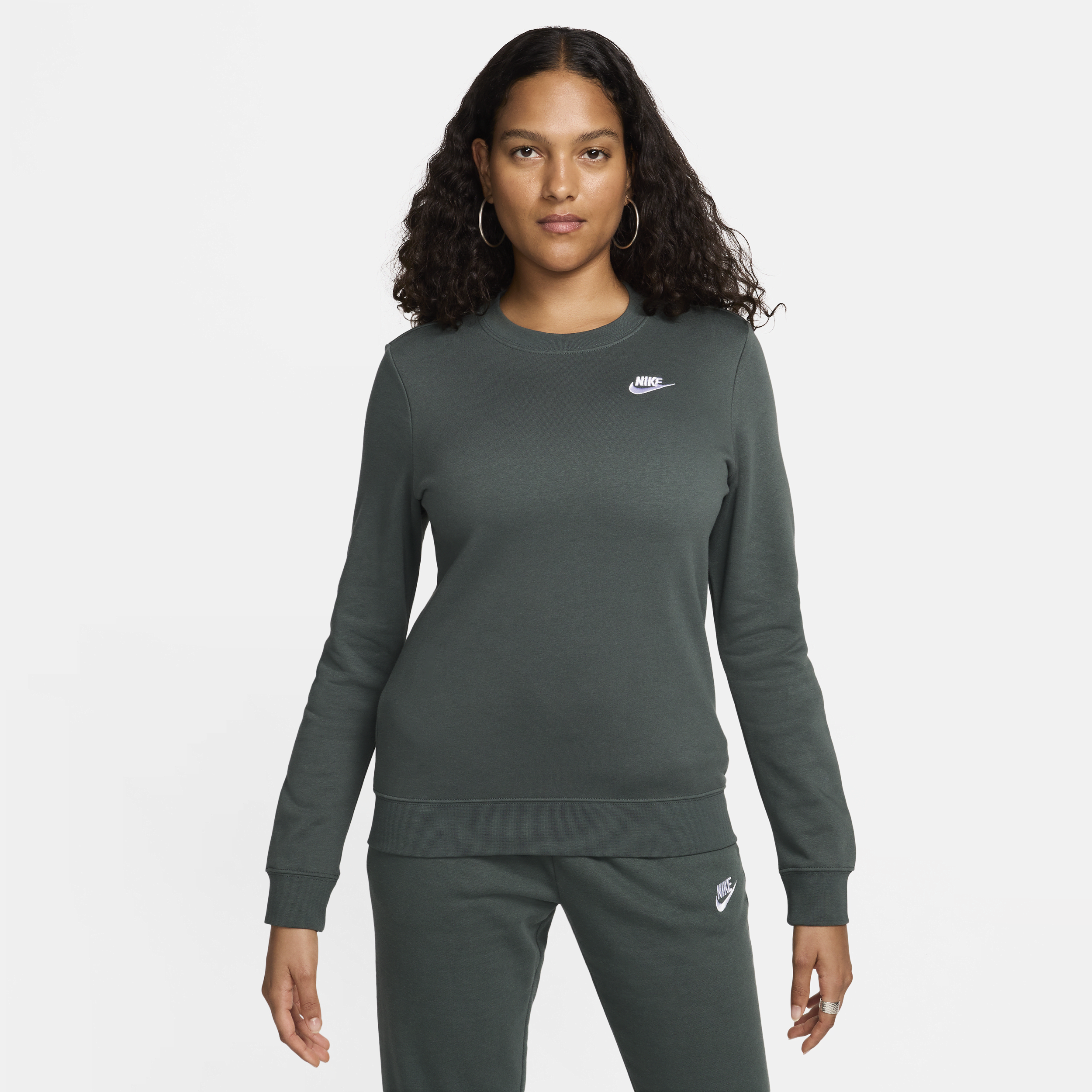 Shop Nike Women's  Sportswear Club Fleece Crew-neck Sweatshirt In Green