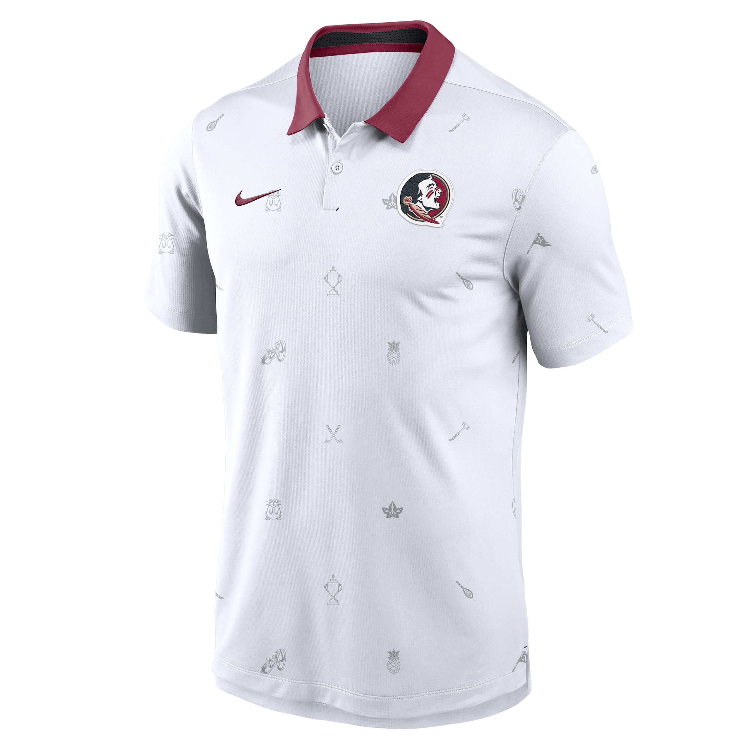 Florida State Vapor Pattern Nike Men's Dri-FIT College Polo in White | 00HT12ARFTN-RNS