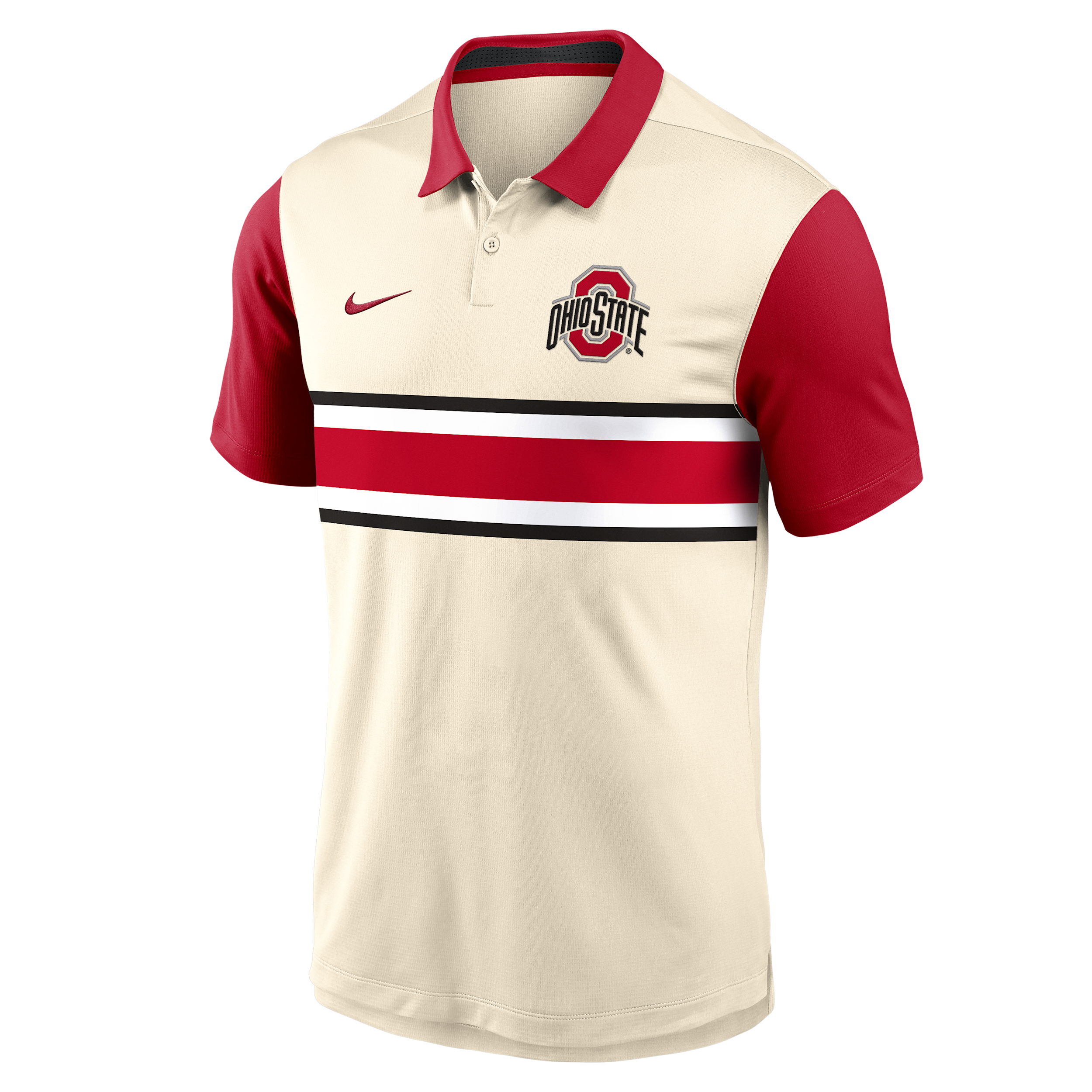 Nike Men's Natural/Scarlet Ohio State Buckeyes Vapor Primary Logo Dri-fit Polo Shirt - Natural, Scarlet
