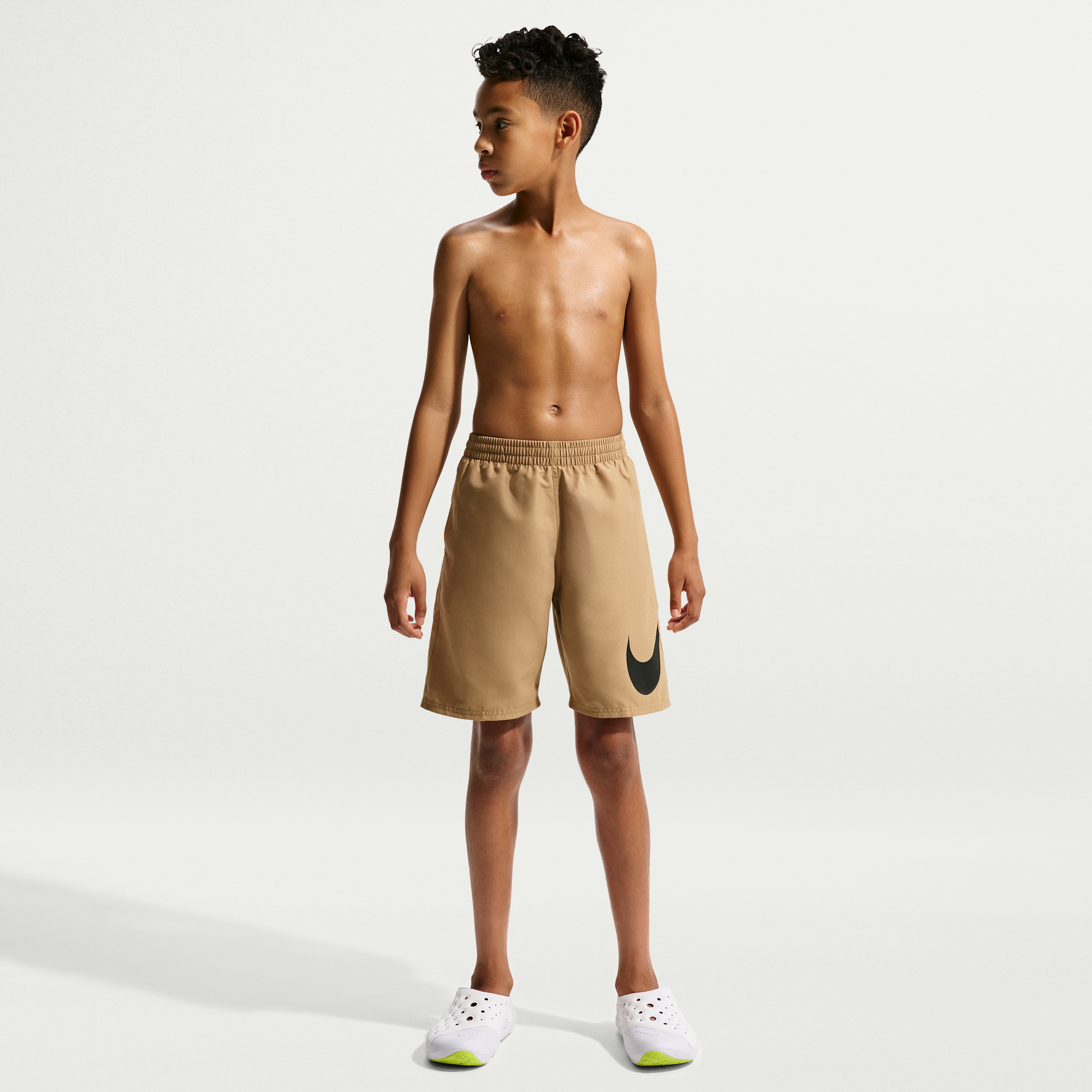 Nike Swim Breaker Big Kids' (Boys') 7" Brief-Lined Volley Short in Brown | NESSG790-241