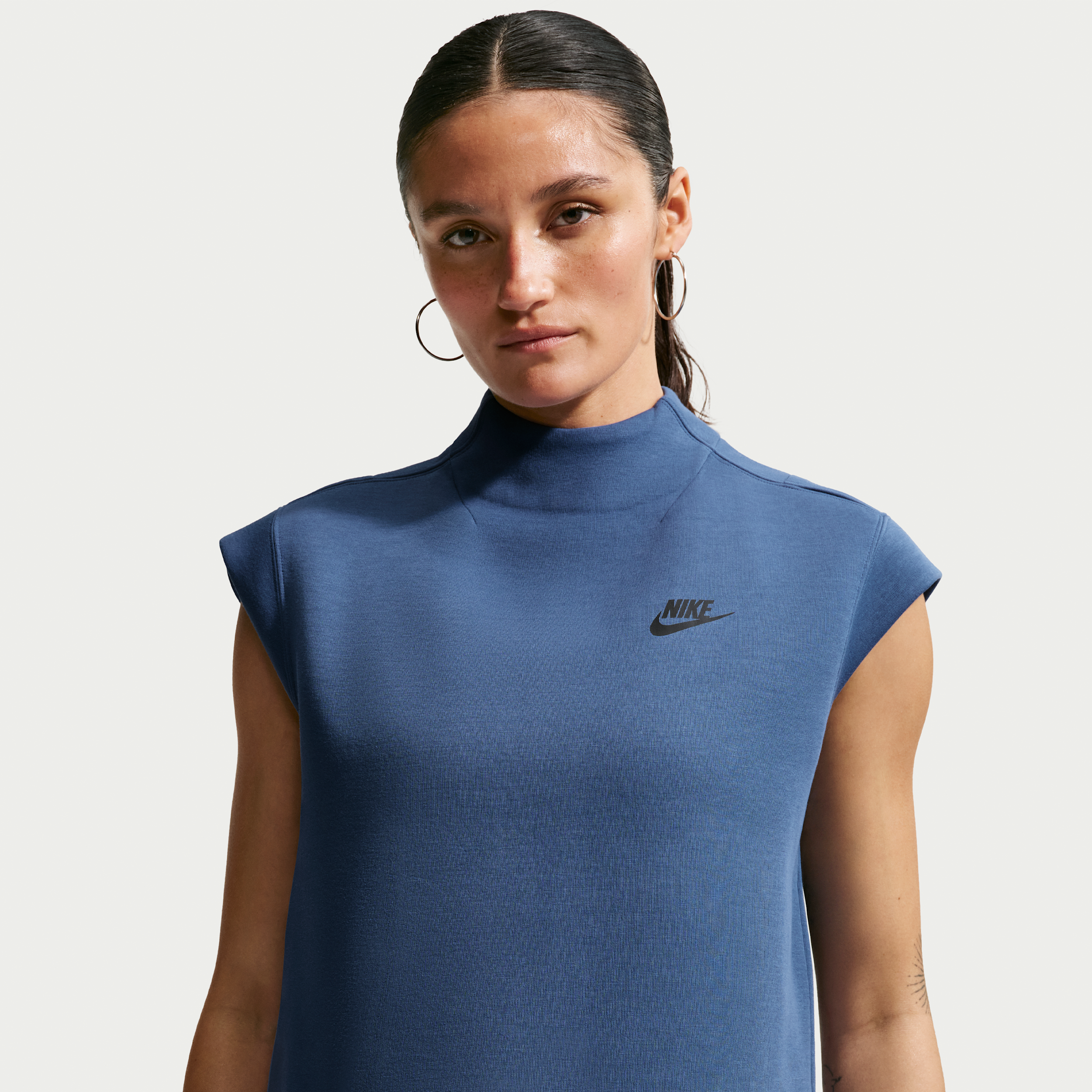 Women's Nike Sportswear Tech Fleece Short-Sleeve Top in Blue | IR1705-461