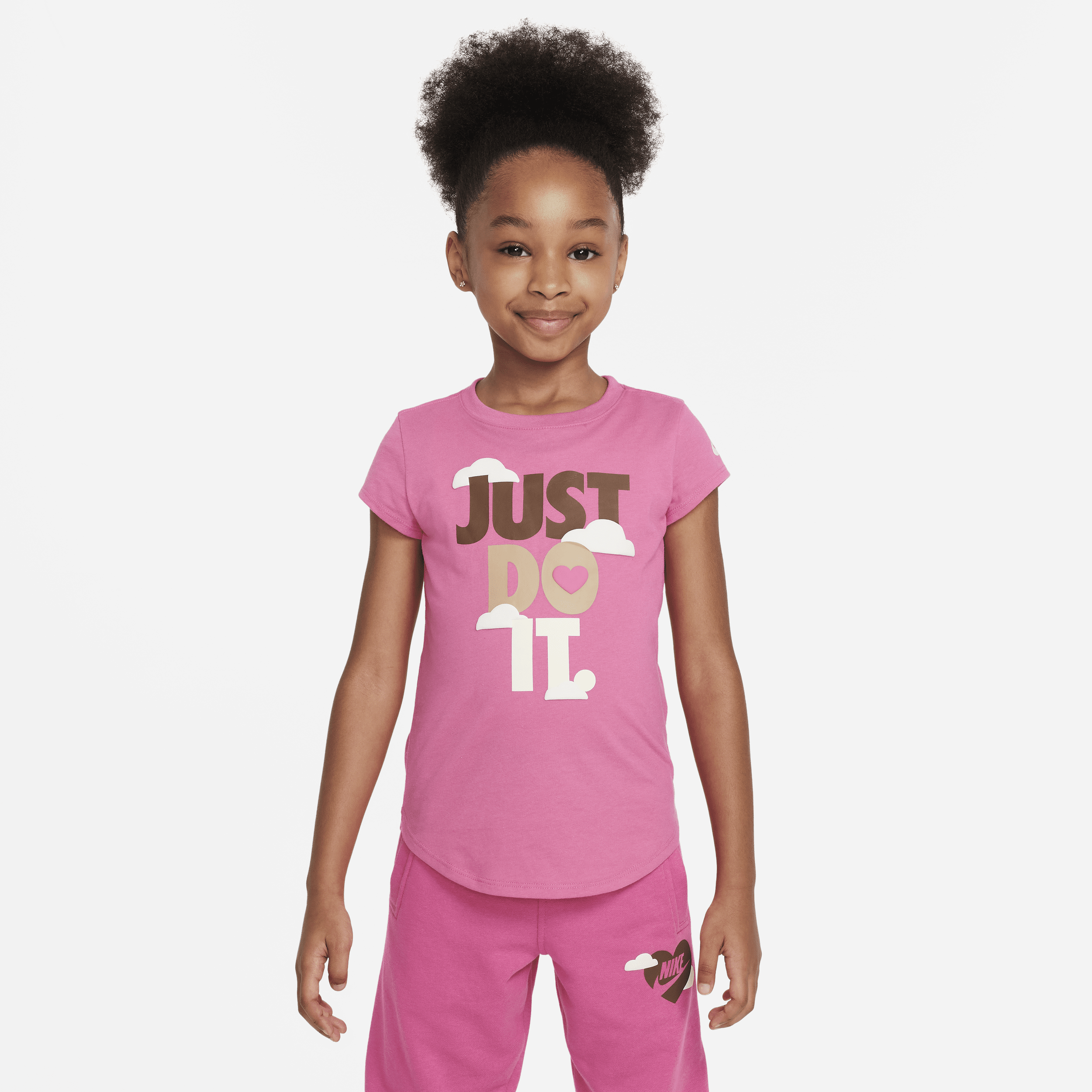 Nike Sweet Swoosh "just Do It" Little Kids' Graphic T-shirt In Pink
