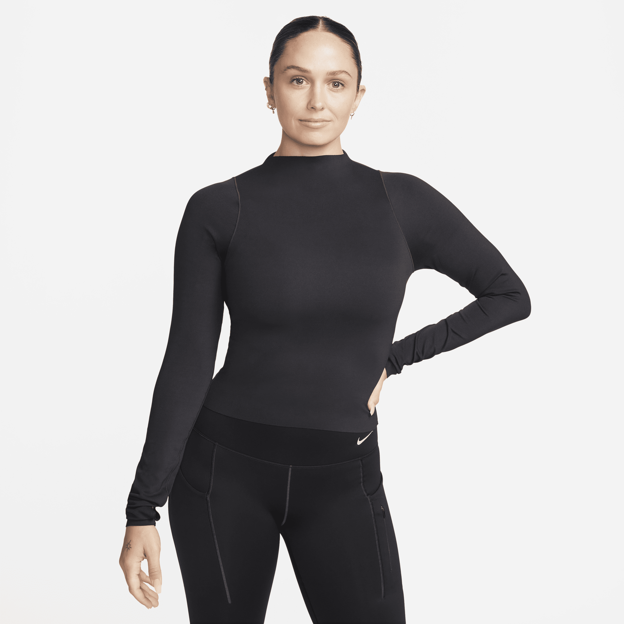 Shop Nike Women's Zenvy Dri-fit Long-sleeve Top In Black