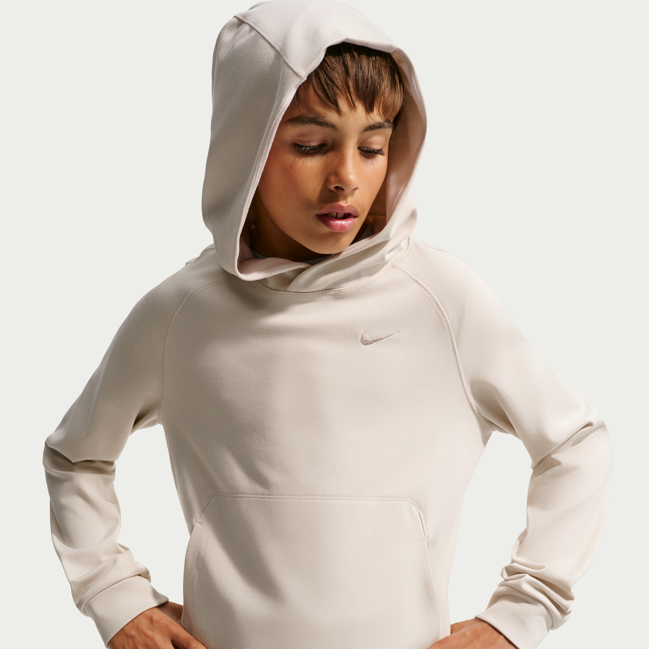 Nike Primary Nanoknit Big Kids' (Boys') Dri-FIT UV Protection Pullover Hoodie in Brown | IU3220-104