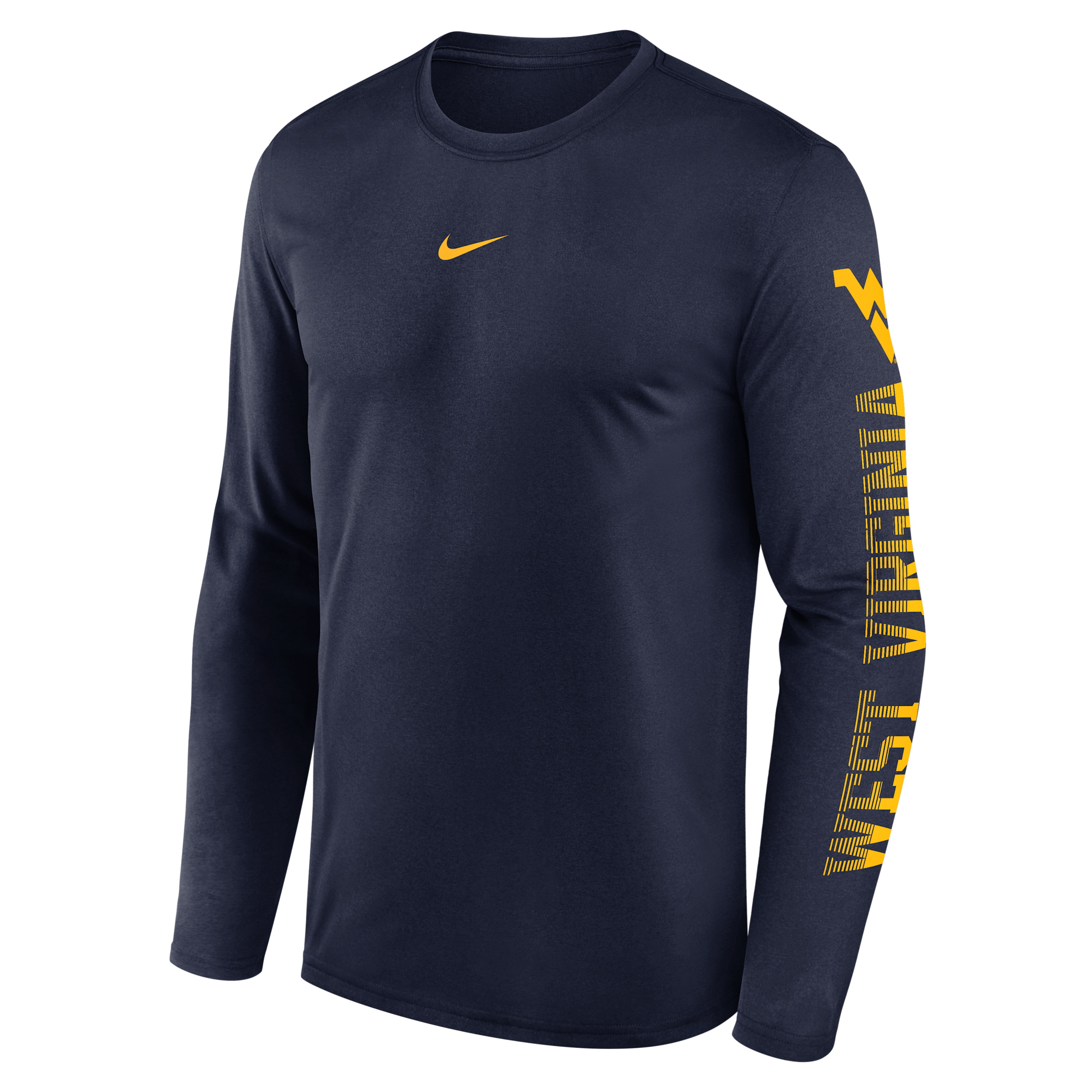 West Virginia Primetime Stack Legend Nike Men's Dri-FIT College Long-Sleeve T-Shirt in Blue | NKGT41SWVN-EKV