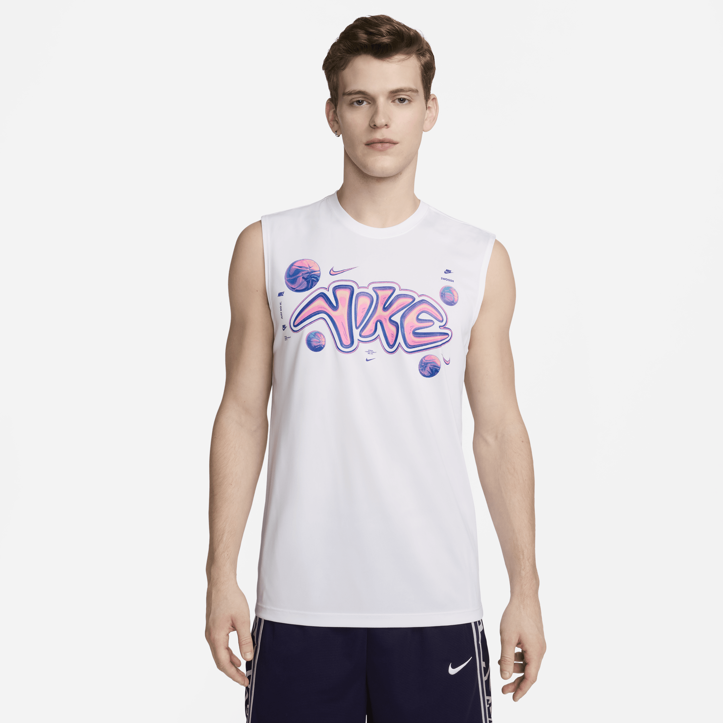 Shop Nike Men's Dri-fit Sleeveless Basketball T-shirt In White